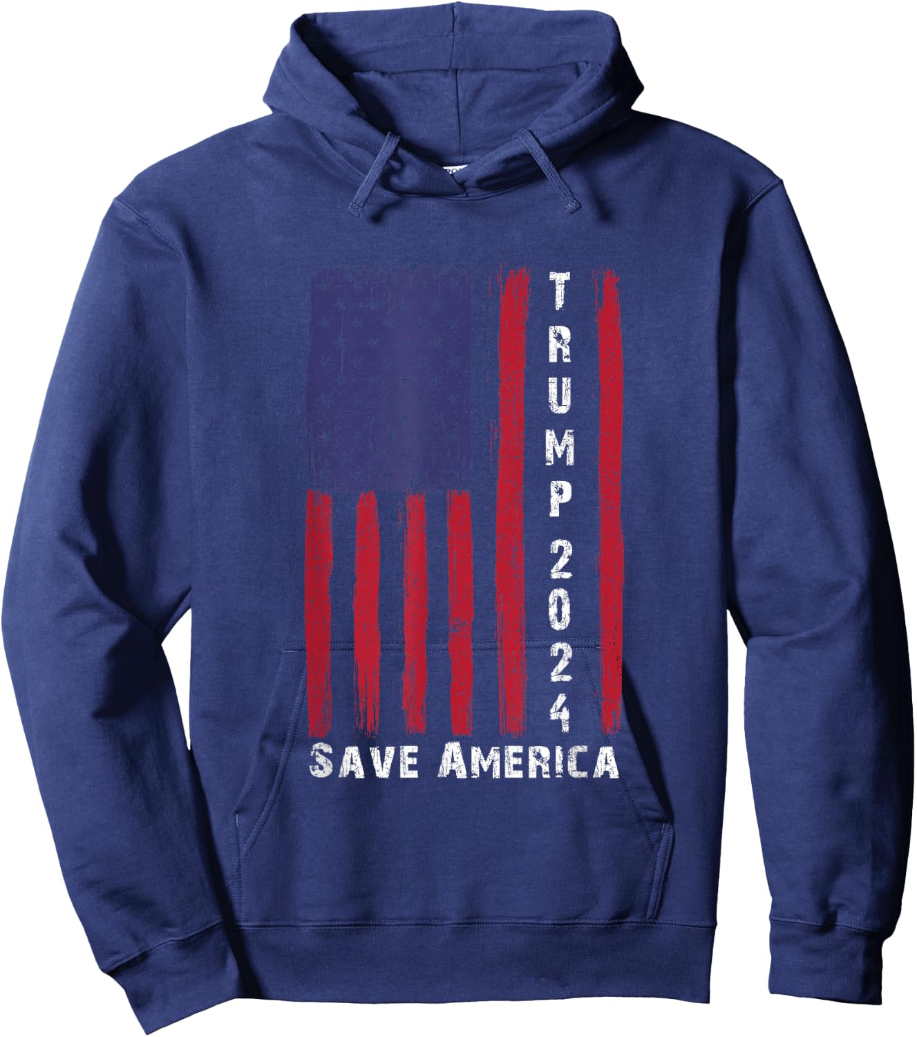 Save America Trump 2024, Grunge American Flag Vote For Trump Hoodie - Hoodie | Navy