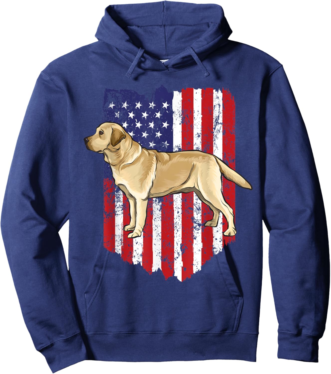 American Flag Yellow Labrador Retriever 4th Of July USA Hoodie - Hoodie | Navy