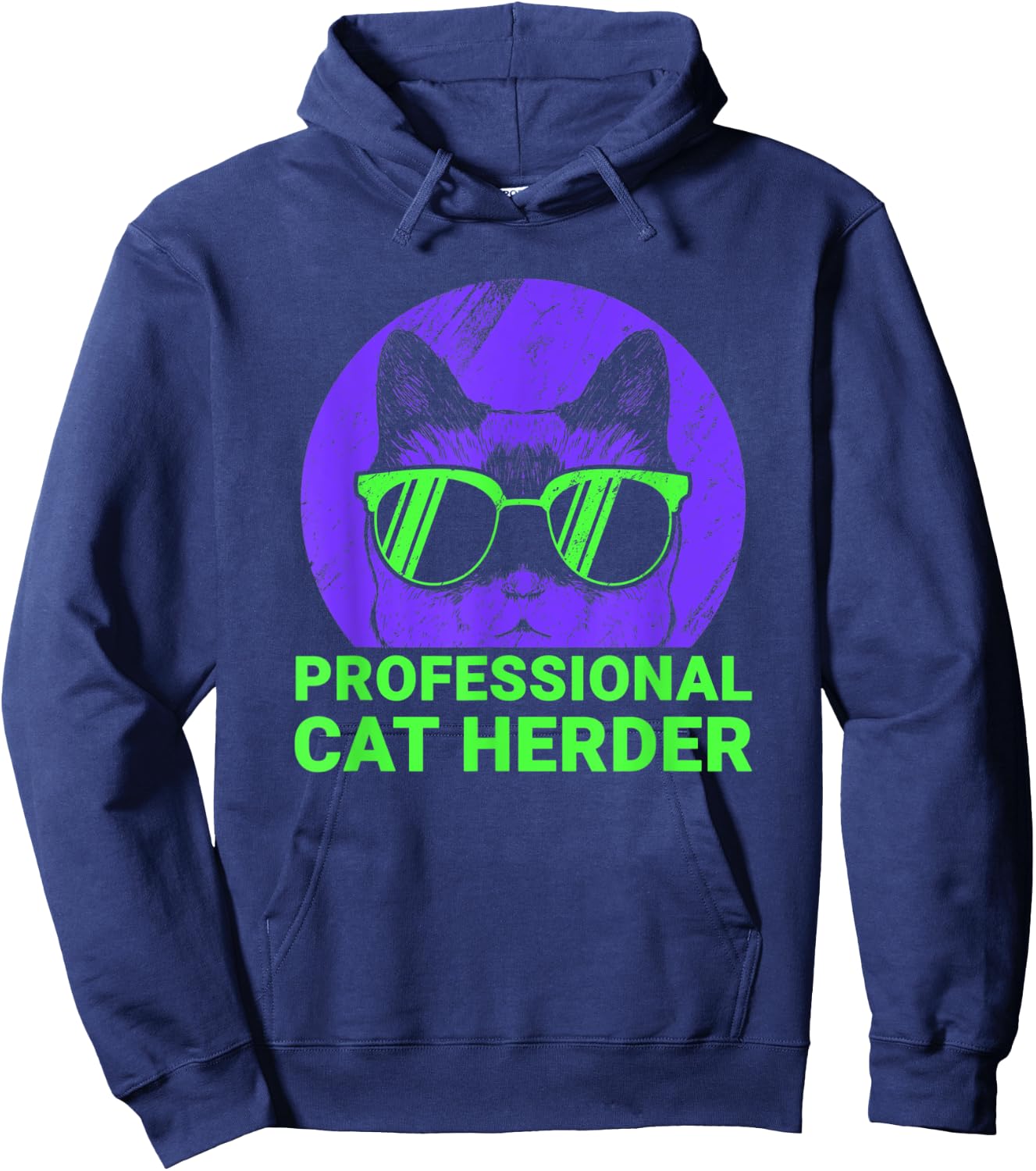 Professional Cat Herder Cute Cat With Sunglasses 80s style Women Kids Hoodie - Hoodie | Navy