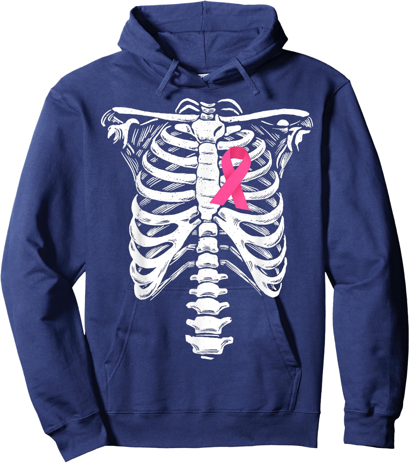 Breast Cancer Awareness Skeleton Wear Pink Ribbon Skeleton Hoodie - Hoodie | Navy