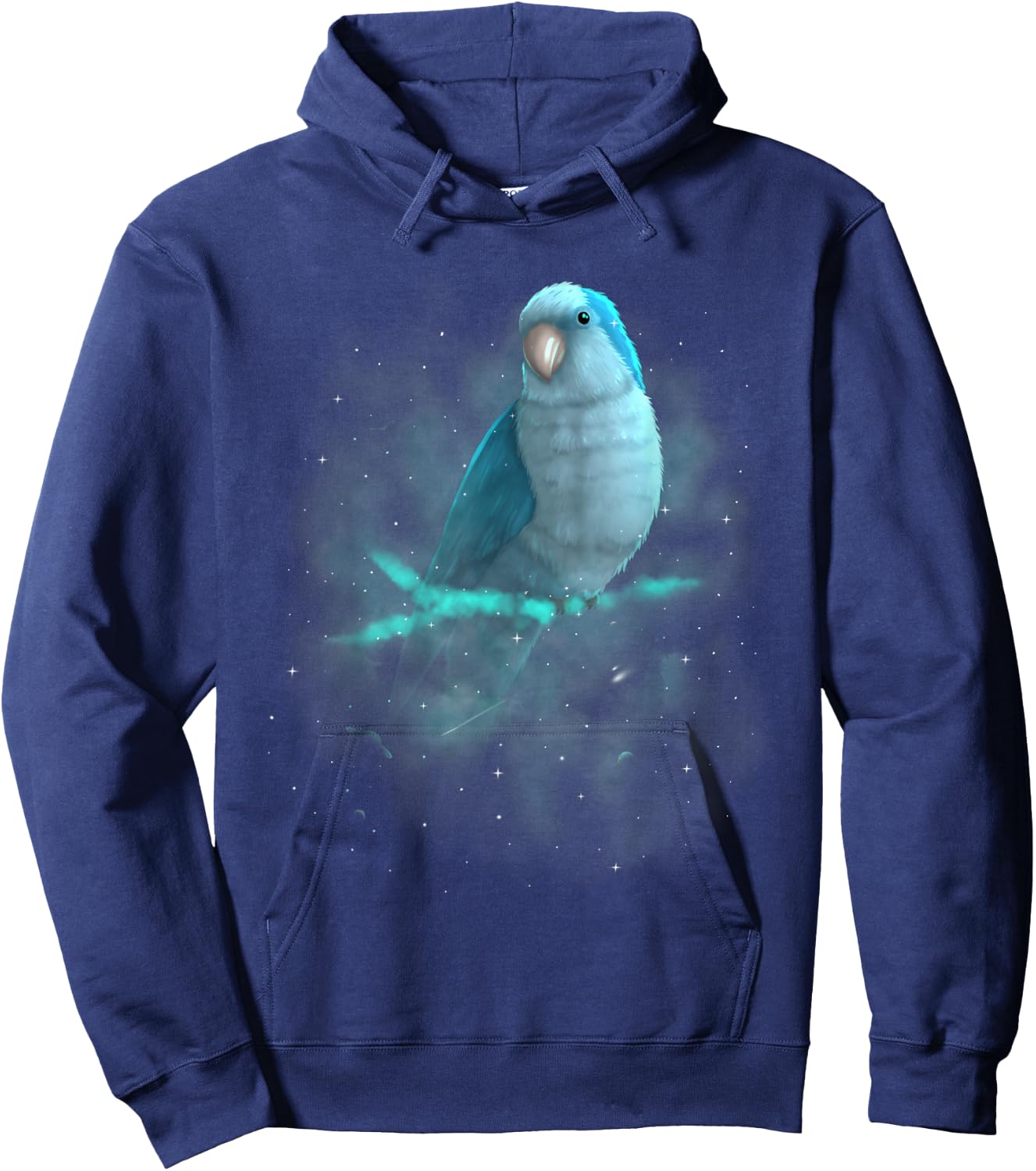 Blue Monk Parakeet Cosmic Galaxy Outer Space Quaker Parrot Hoodie - Hoodie | Navy