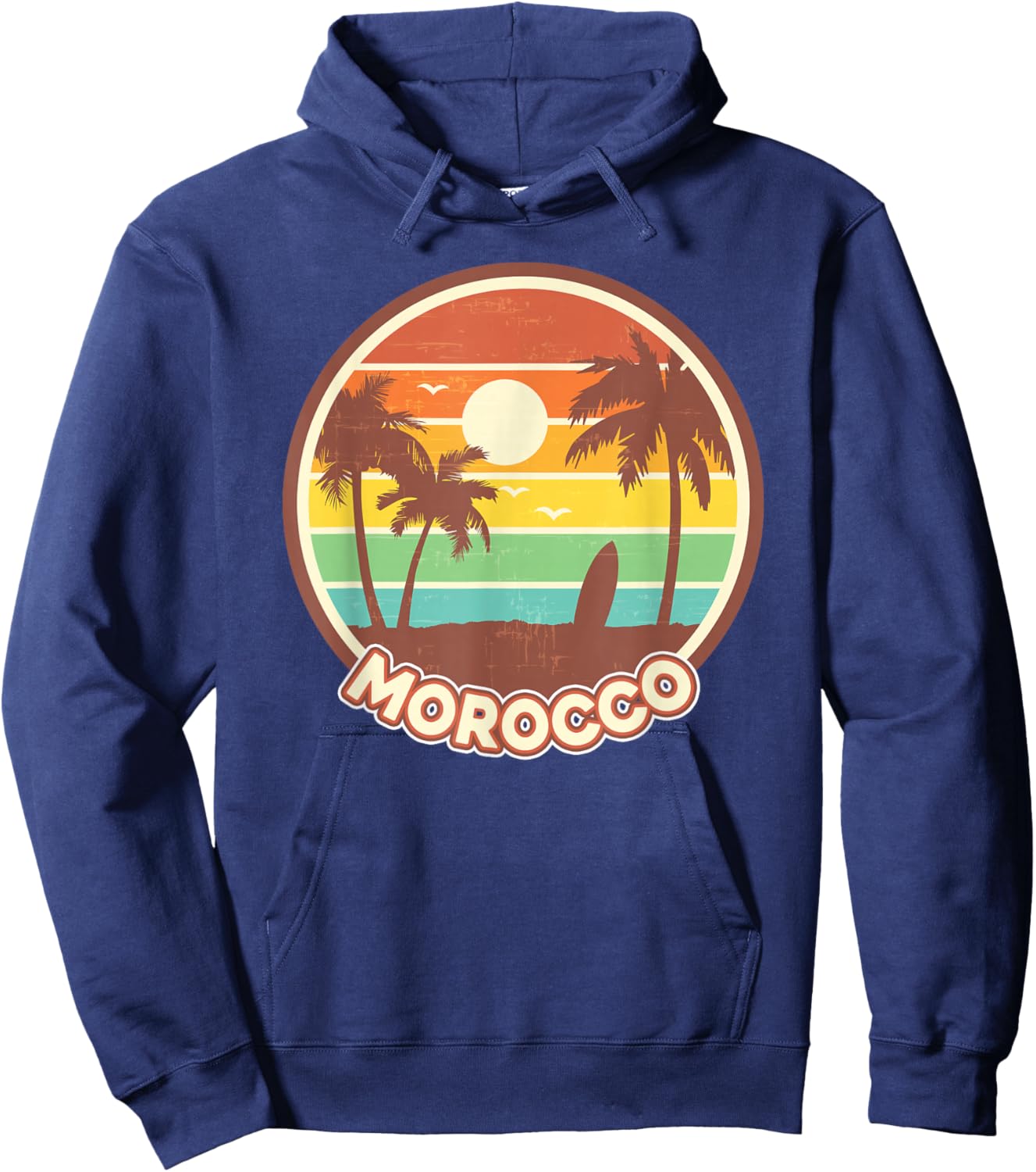 Morocco Beach Cool Retro Surf Souvenir Surfing Gift Hoodie - Hoodie | Navy