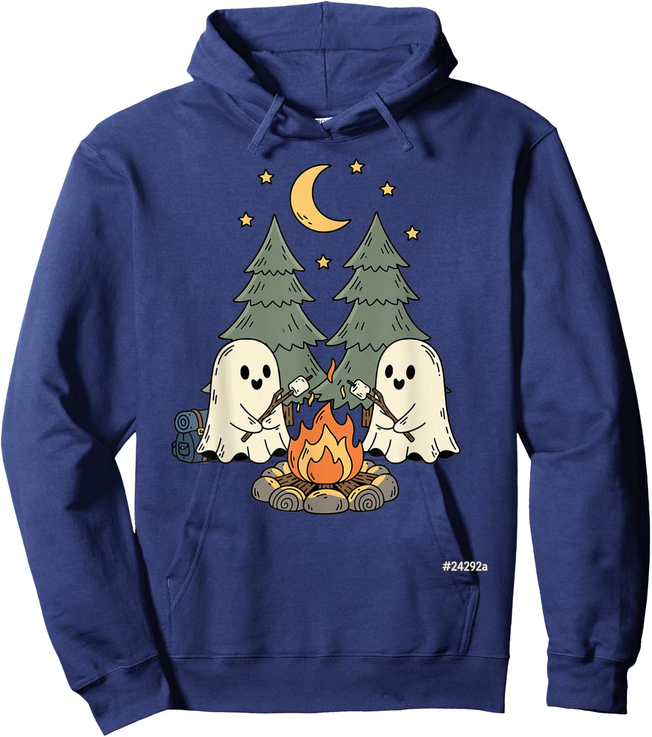 Halloween Ghost Camping Cute Spooky Outdoors Night Hoodie - Hoodie | Navy
