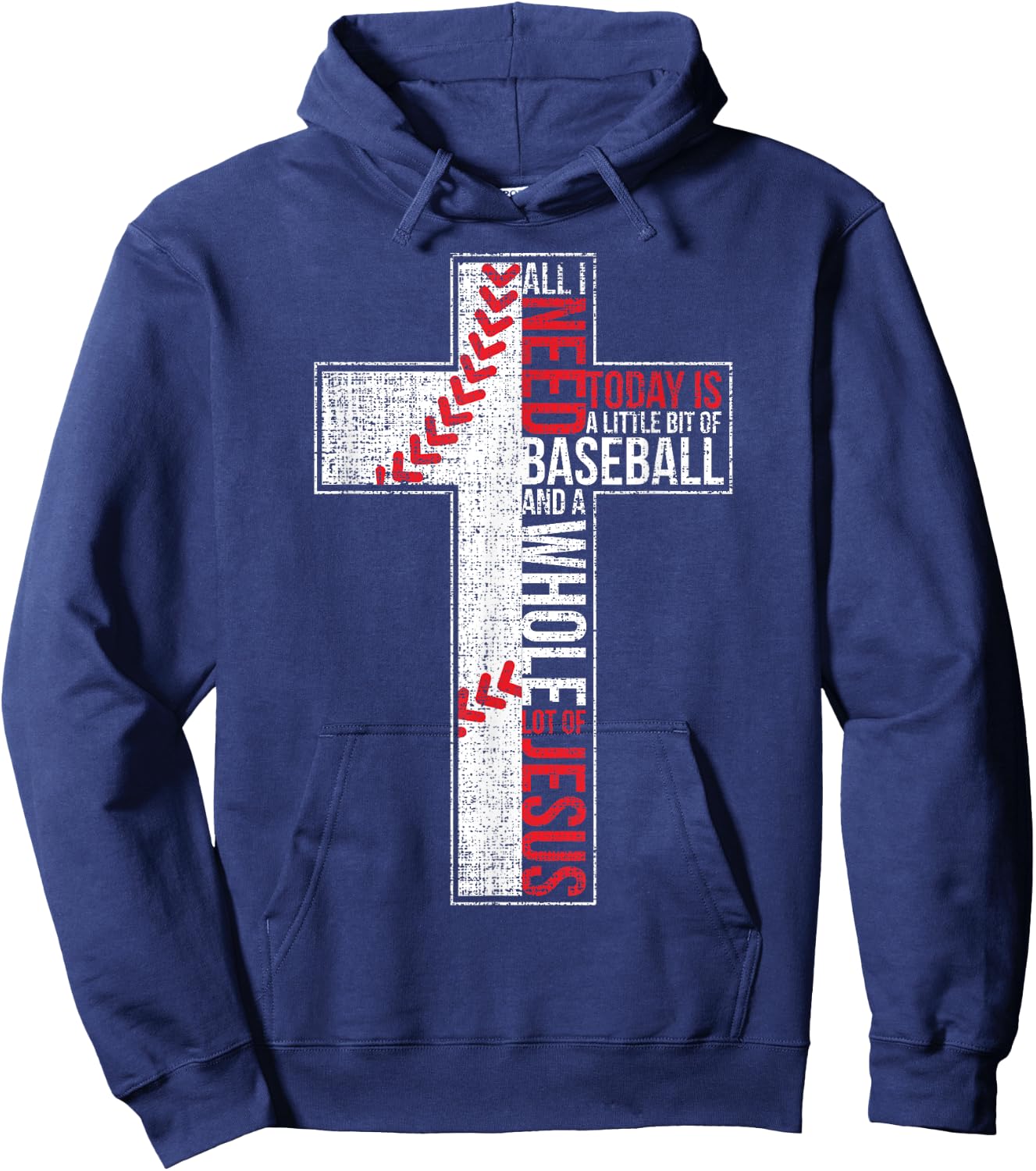 All I Need Is Baseball & Jesus Christian Cross Faith T Shirt Hoodie - Hoodie | Navy