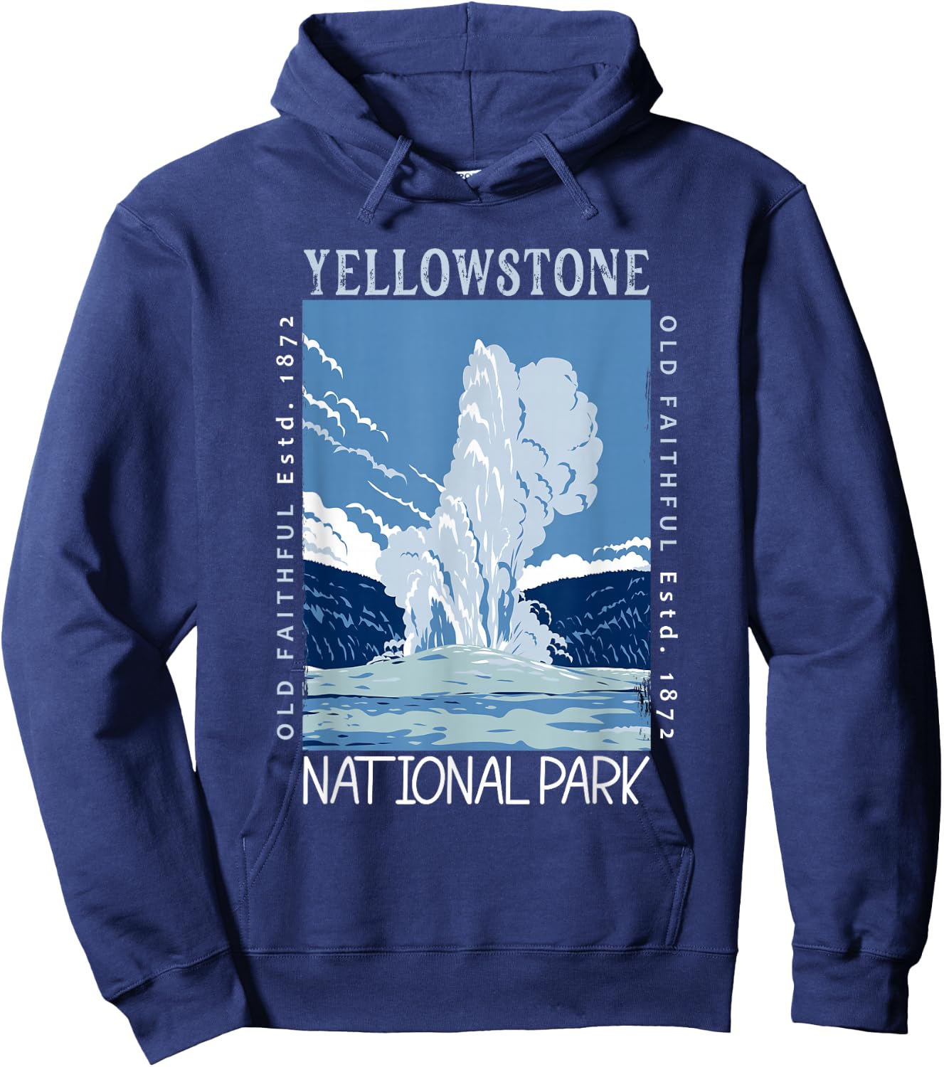 Yellowstone National Park Old Faithful Distressed Vintage Hoodie - Hoodie | Navy