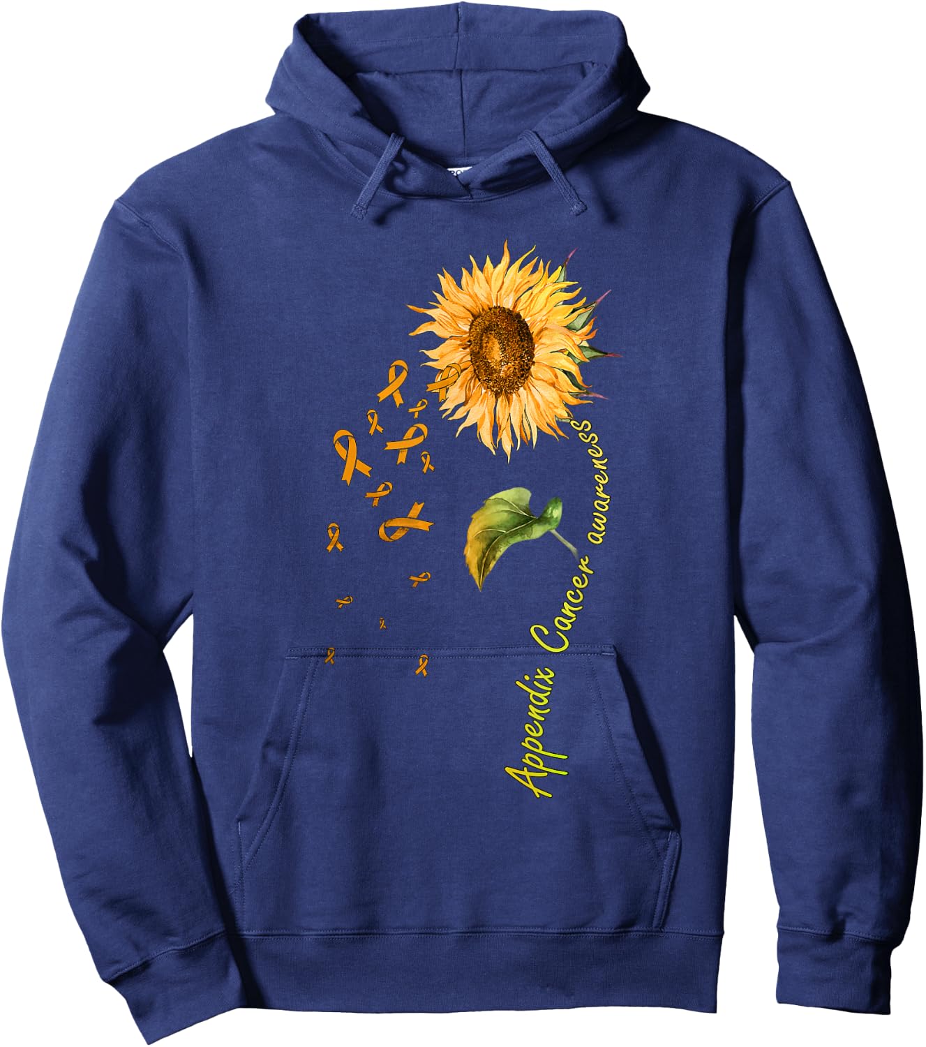 Appendix Cancer Awareness Sunflower Shirt Hoodie - Hoodie | Navy
