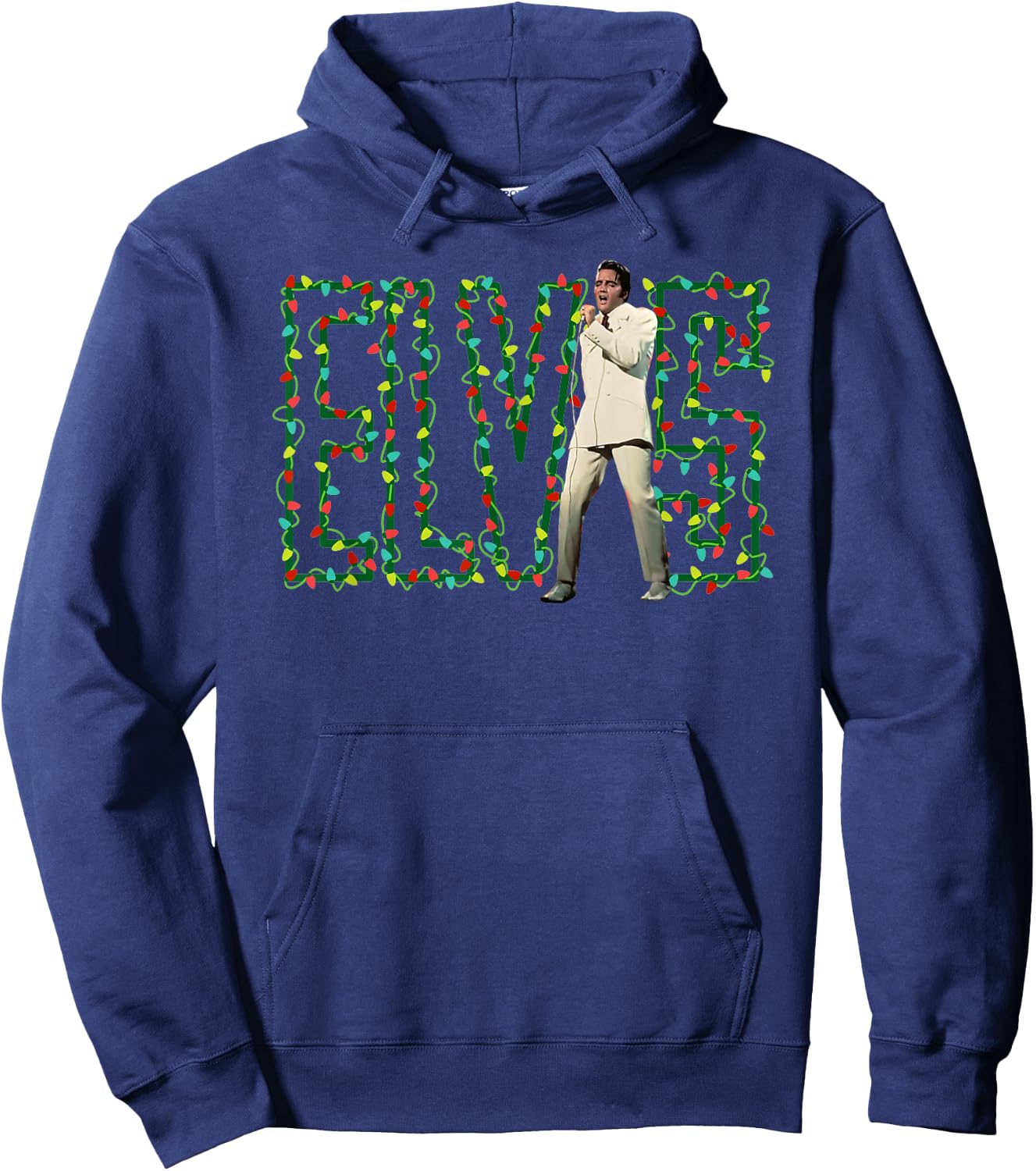 Elvis Presley Official Elvis Christmas Light Hoodie - Hoodie | Navy