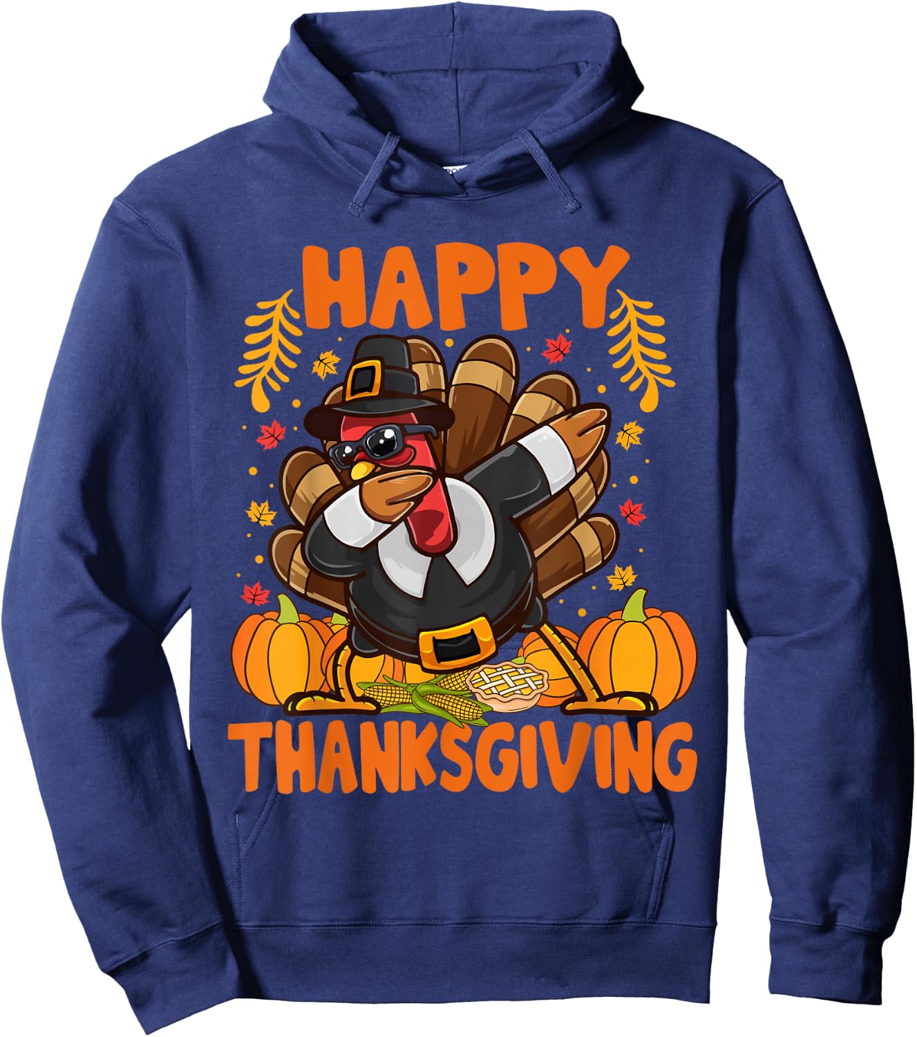Happy Thanksgiving Dabbing Turkey Day Men Women Kids Hoodie - Hoodie | Navy