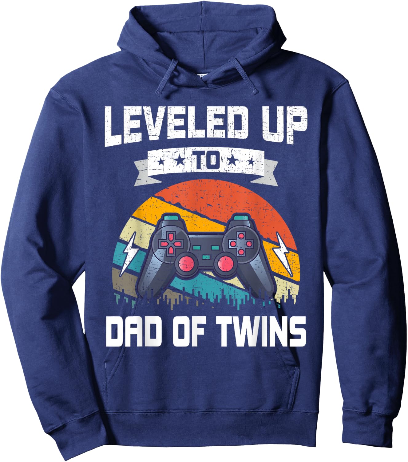 Leveled up to Dad of Twins Video Gamer Gaming Hoodie - Hoodie | Navy