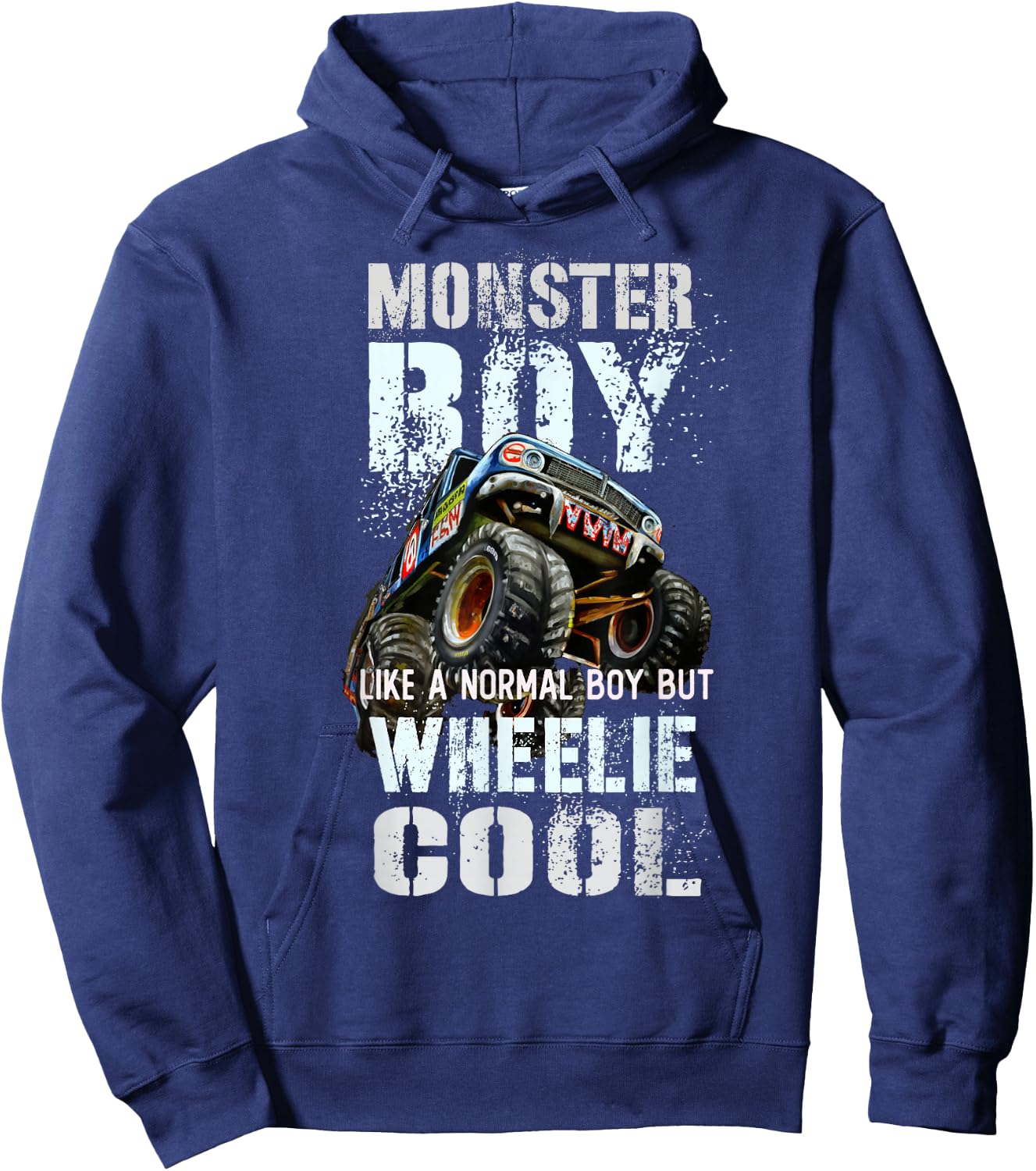 Vintage MONSTER BOY Family Birthday Bruh My Wheelie Cool Guy Hoodie - Hoodie | Navy