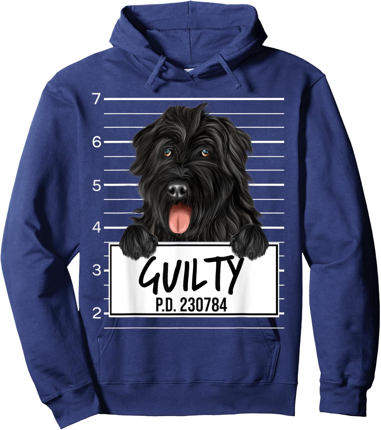 Funny Bouvier des Flandres Mugshot Guilty Dog Hoodie - Hoodie | Navy