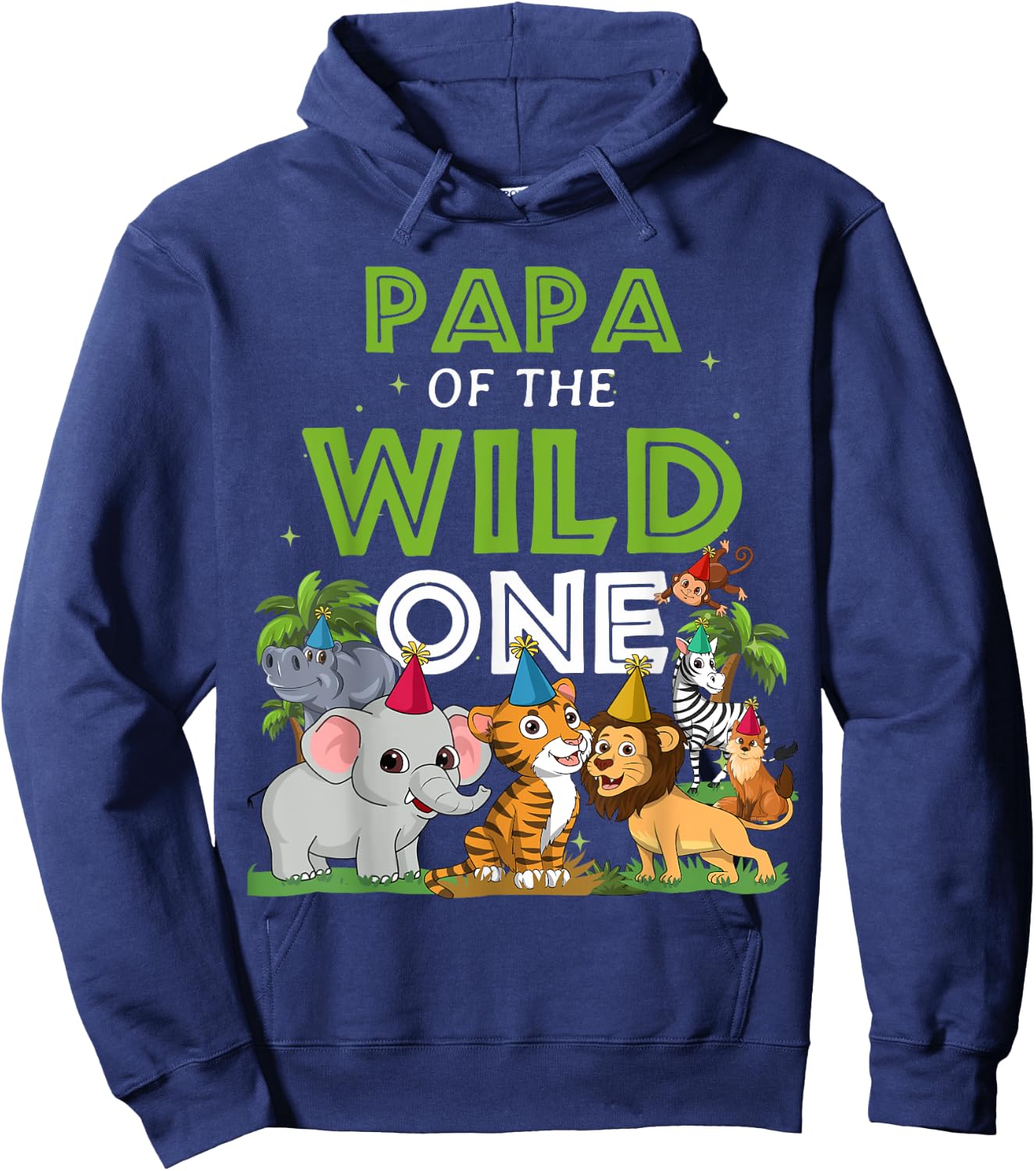 Papa of the Wild One Zoo Birthday Safari Jungle Animal Hoodie - Hoodie | Navy