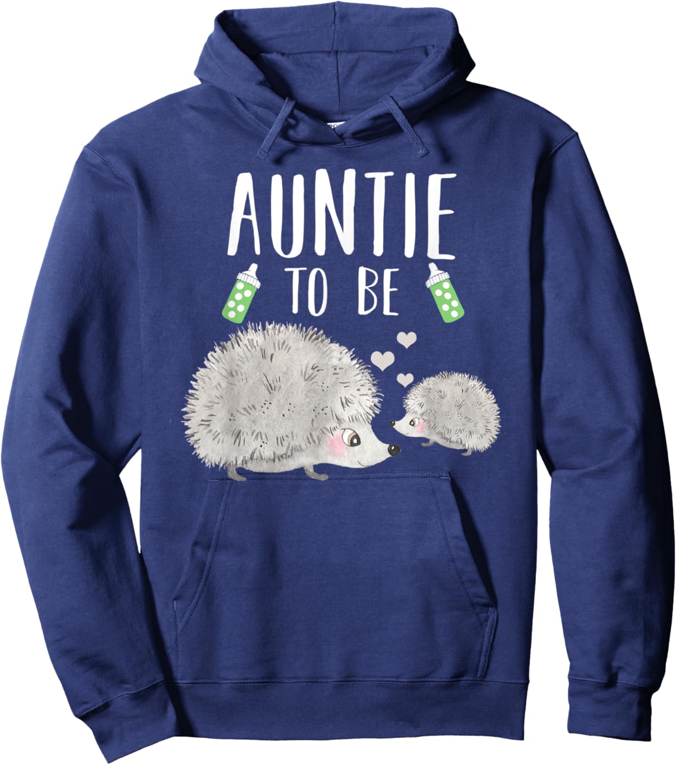 Auntie To Be Hedgehog Baby Shower Cute Woodland Animal Hoodie - Hoodie | Navy