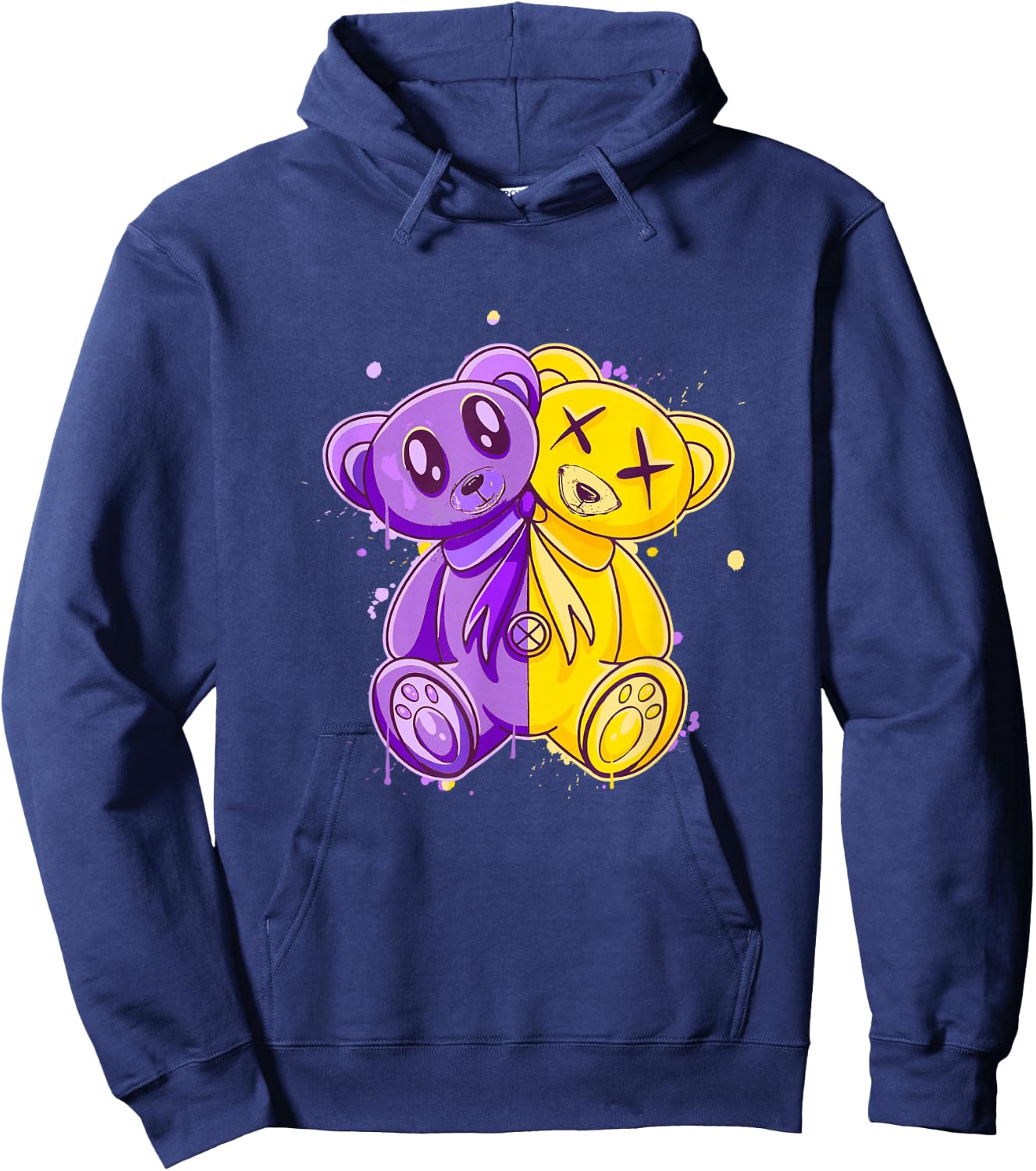 Purple and Golds Evil Twin-gold & Purple Color Graphic Hoodie - Hoodie | Navy