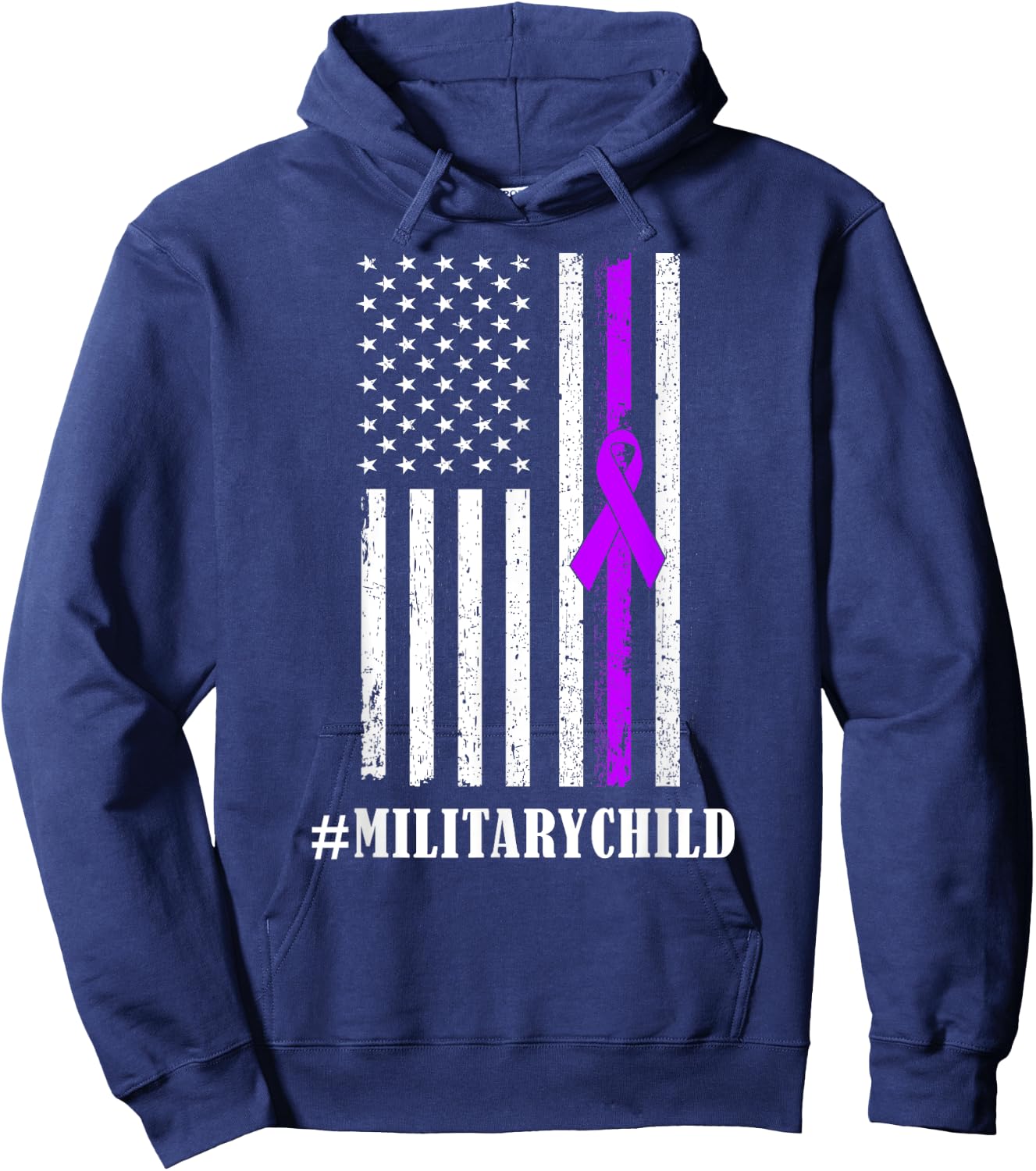 Purple Up Military Child Awareness | & Small Hoodie - Hoodie | Navy