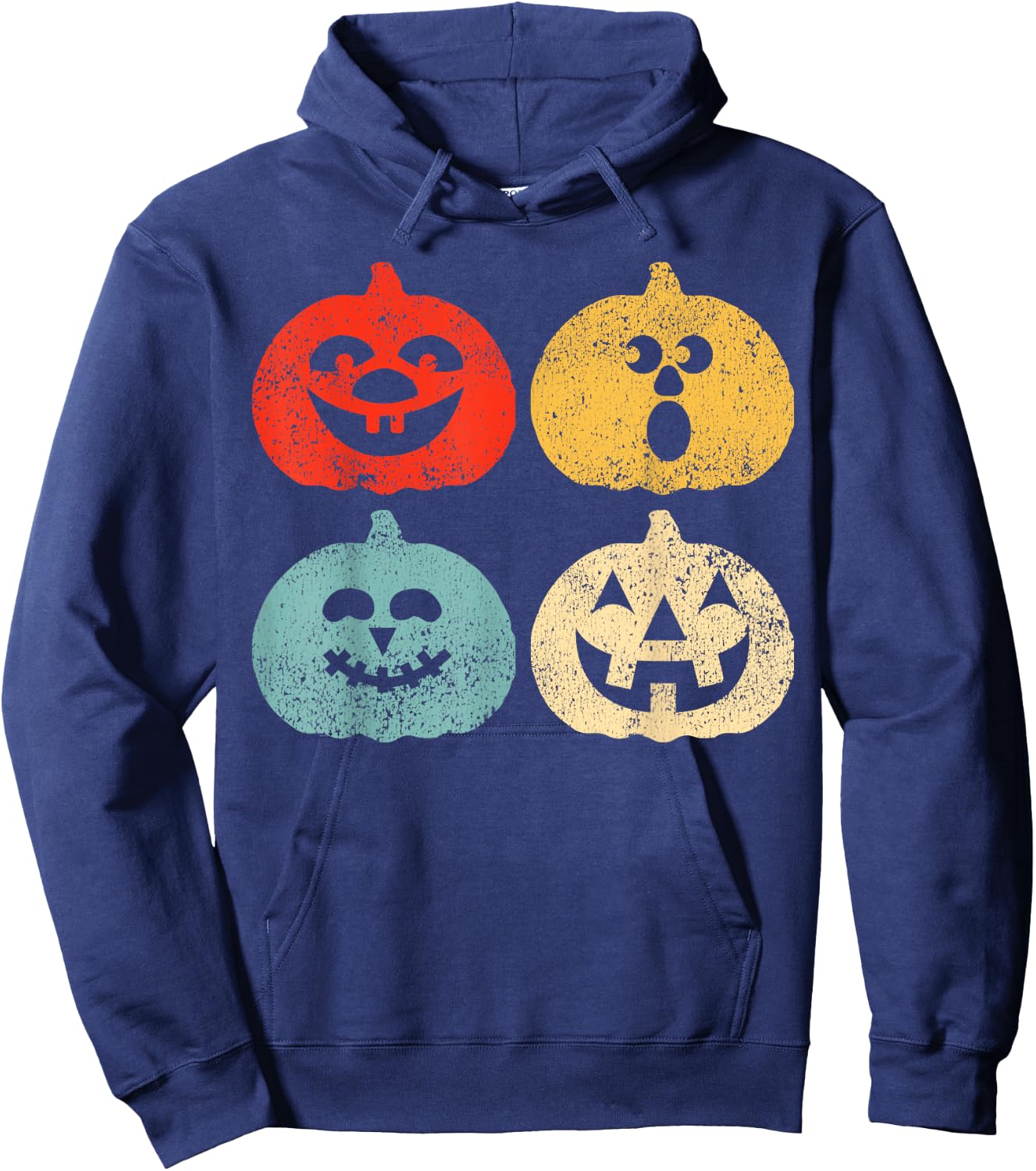 Vintage Halloween Pumpkin Women, Men, Kids, Funny Retro Gift Hoodie - Hoodie | Navy