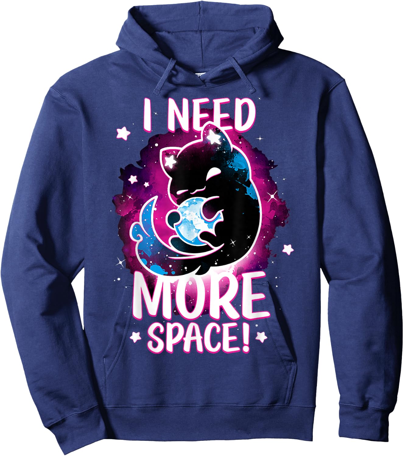 I Need More Space Astronaut Cat In Outer Space Hoodie - Hoodie | Navy