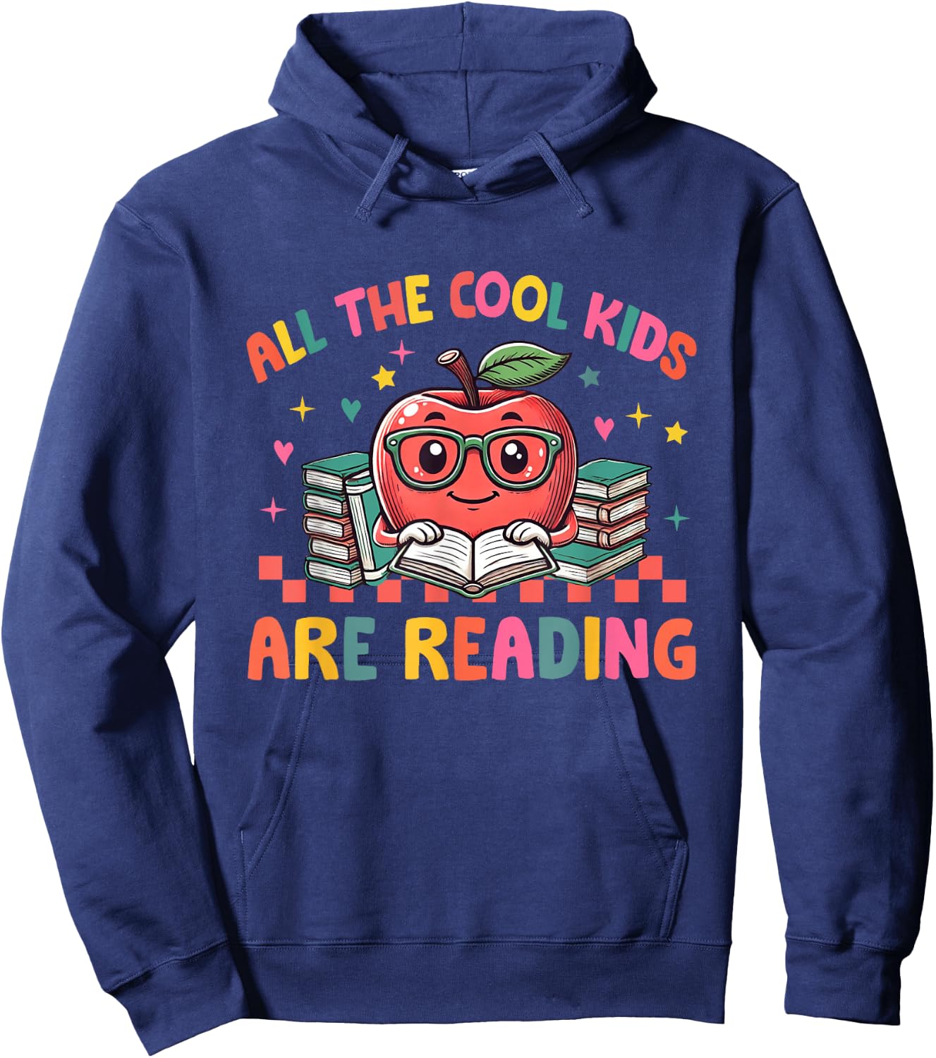 All The-Cool Kids Are Reading Book Lover Librarian Bookworm Hoodie - Hoodie | Navy
