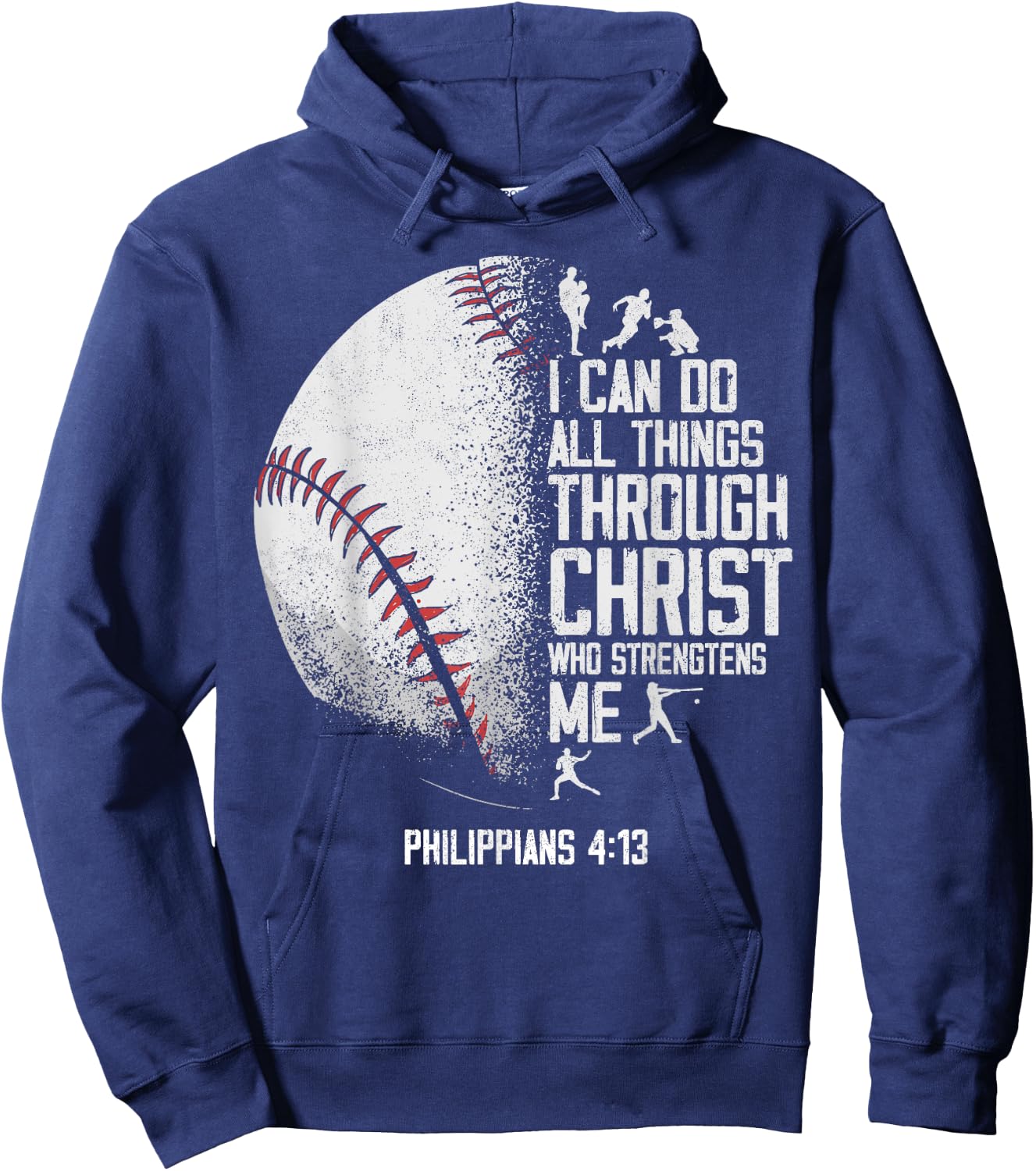 Baseball Fan Bible Quote Vintage I Can Do All The Things Hoodie - Hoodie | Navy