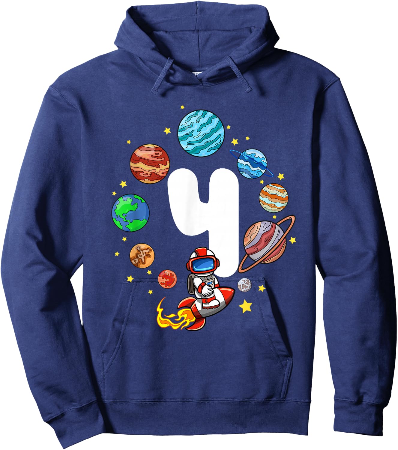 Space Birthday 4 Boys Astronaut Planets Rocket Ship Party Hoodie - Hoodie | Navy