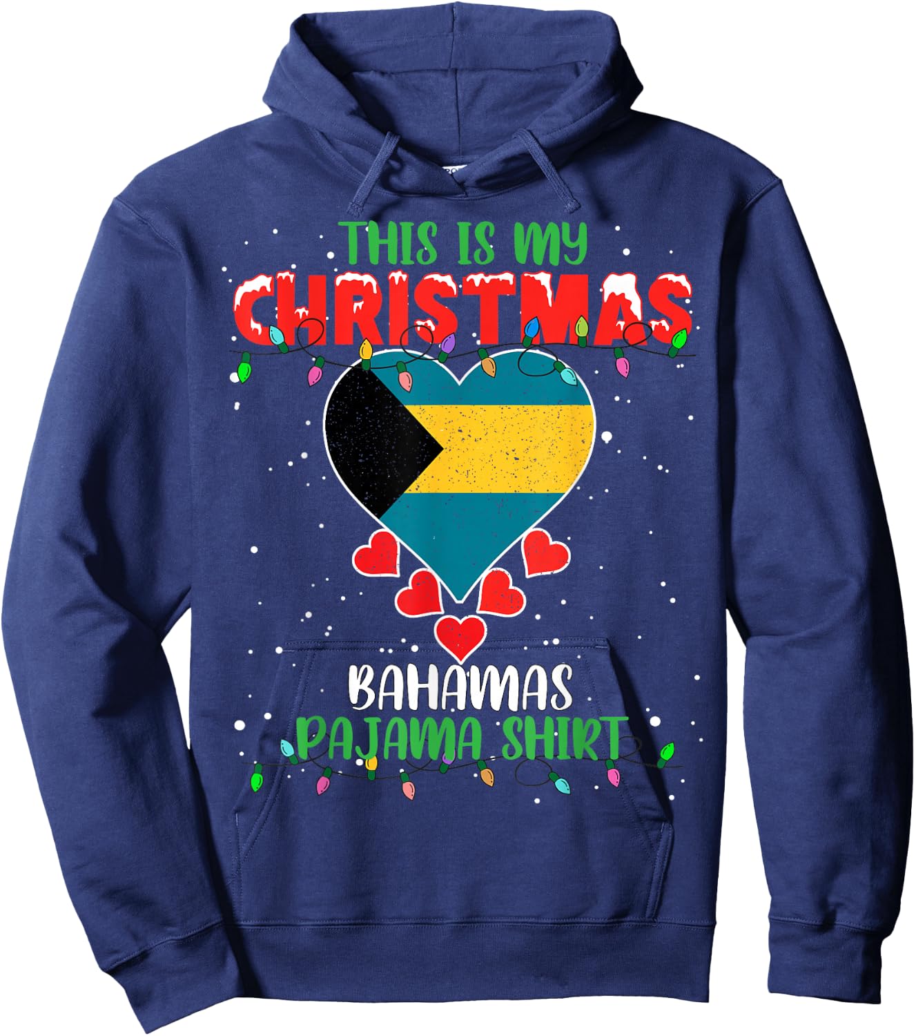 This Is My Christmas Lights Love Bahamas Flag Pajama Hoodie - Hoodie | Navy
