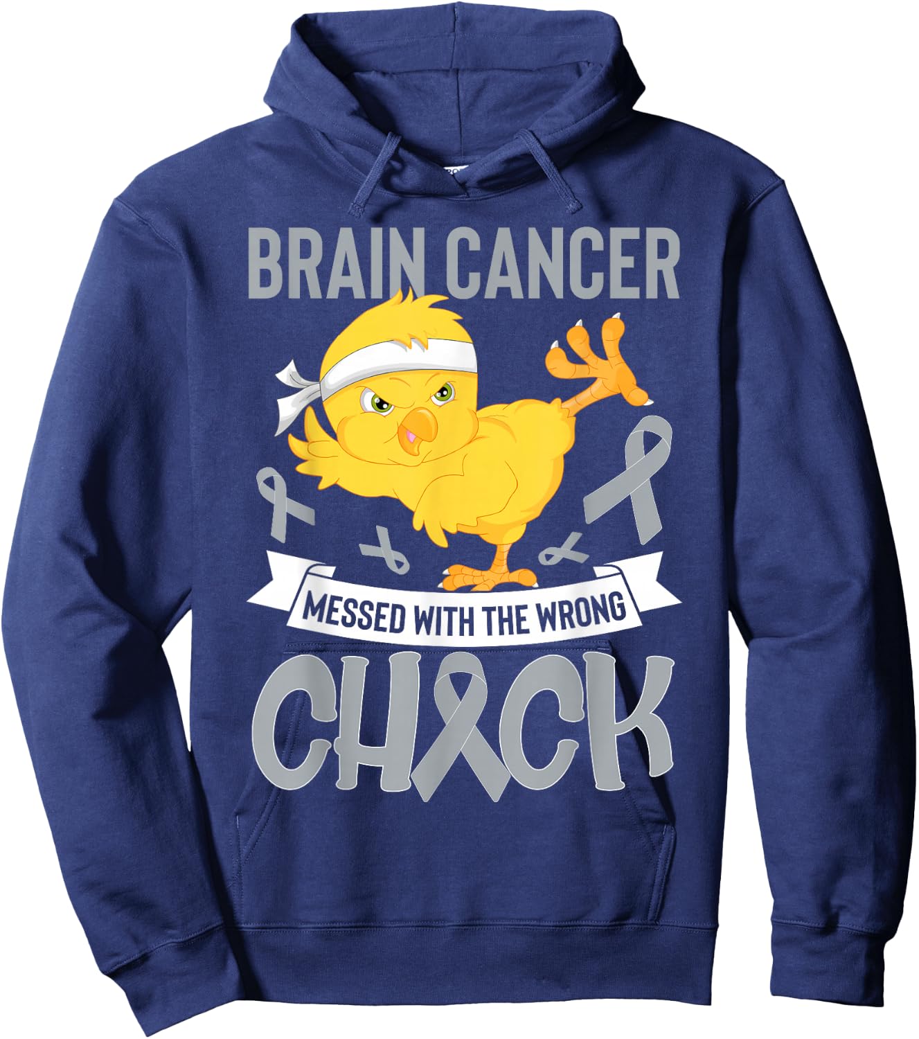 Brain Cancer Messed With The Wrong Chick Warriors Fighters Hoodie - Hoodie | Navy