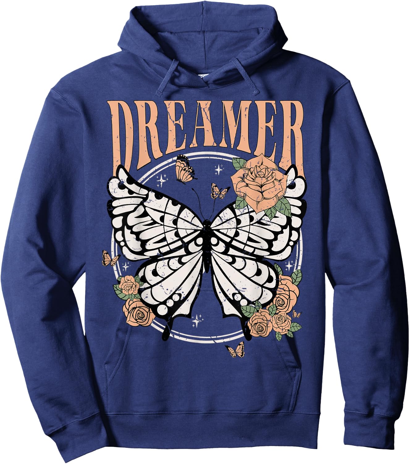 Vintage Retro Dreamer Butterfly 80's 90's Style Lover Gift Hoodie - Hoodie | Navy