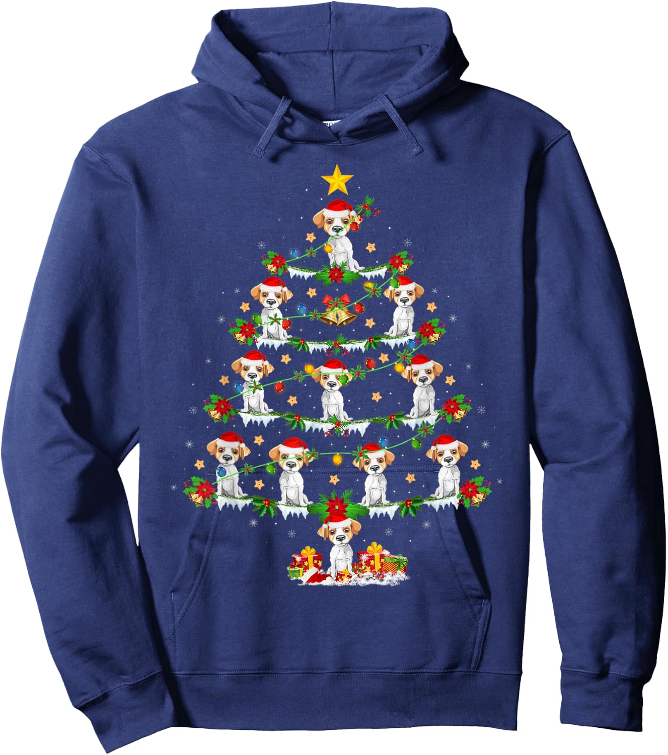 Jack Russel Dog Lover Lighting Jack Russel Christmas Tree Men Women Kids Hoodie - Hoodie | Navy
