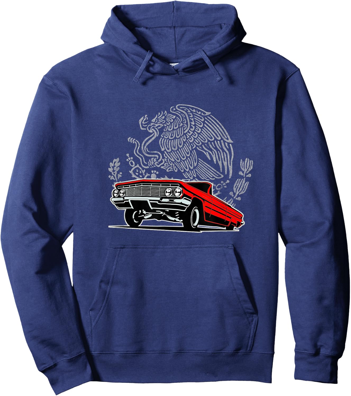 Candy Apple Red Lowrider 64 OG Mexican Eagle Cholo Chola Hoodie - Hoodie | Navy