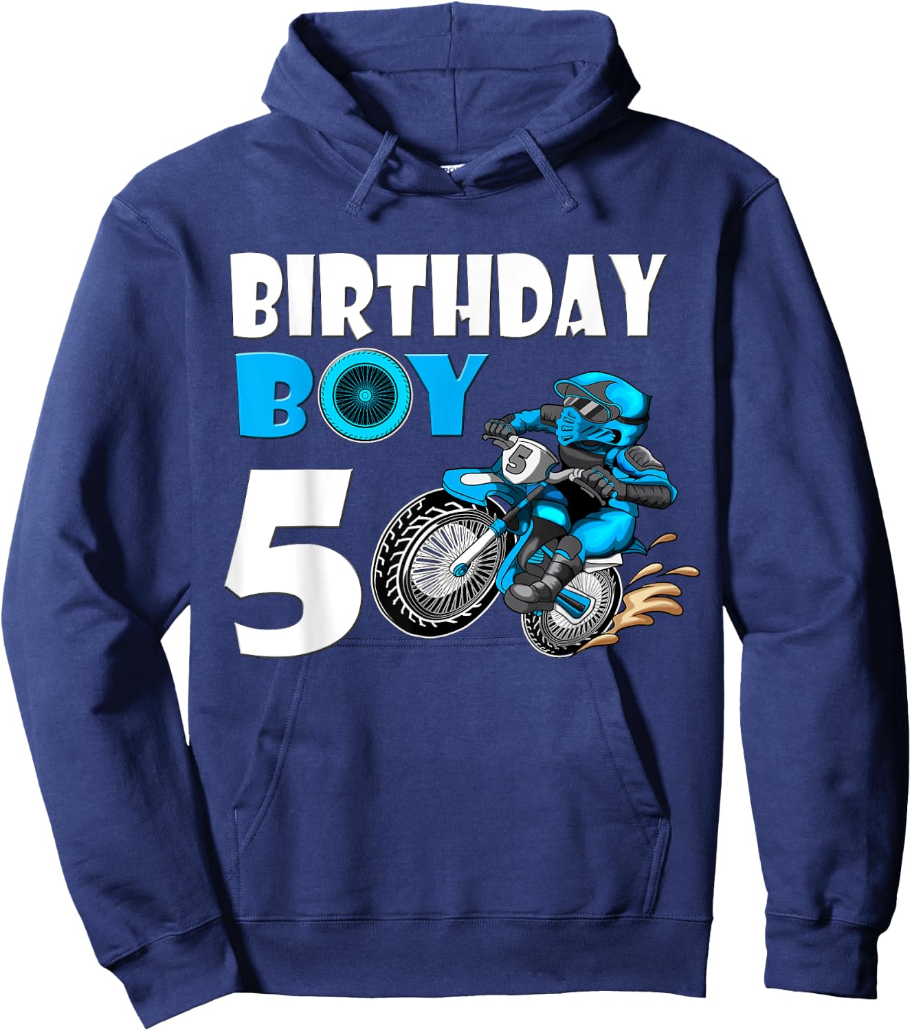 Birthday Boy 5 Birthday Boy Motocross Motorcycle Motorbike Hoodie - Hoodie | Navy