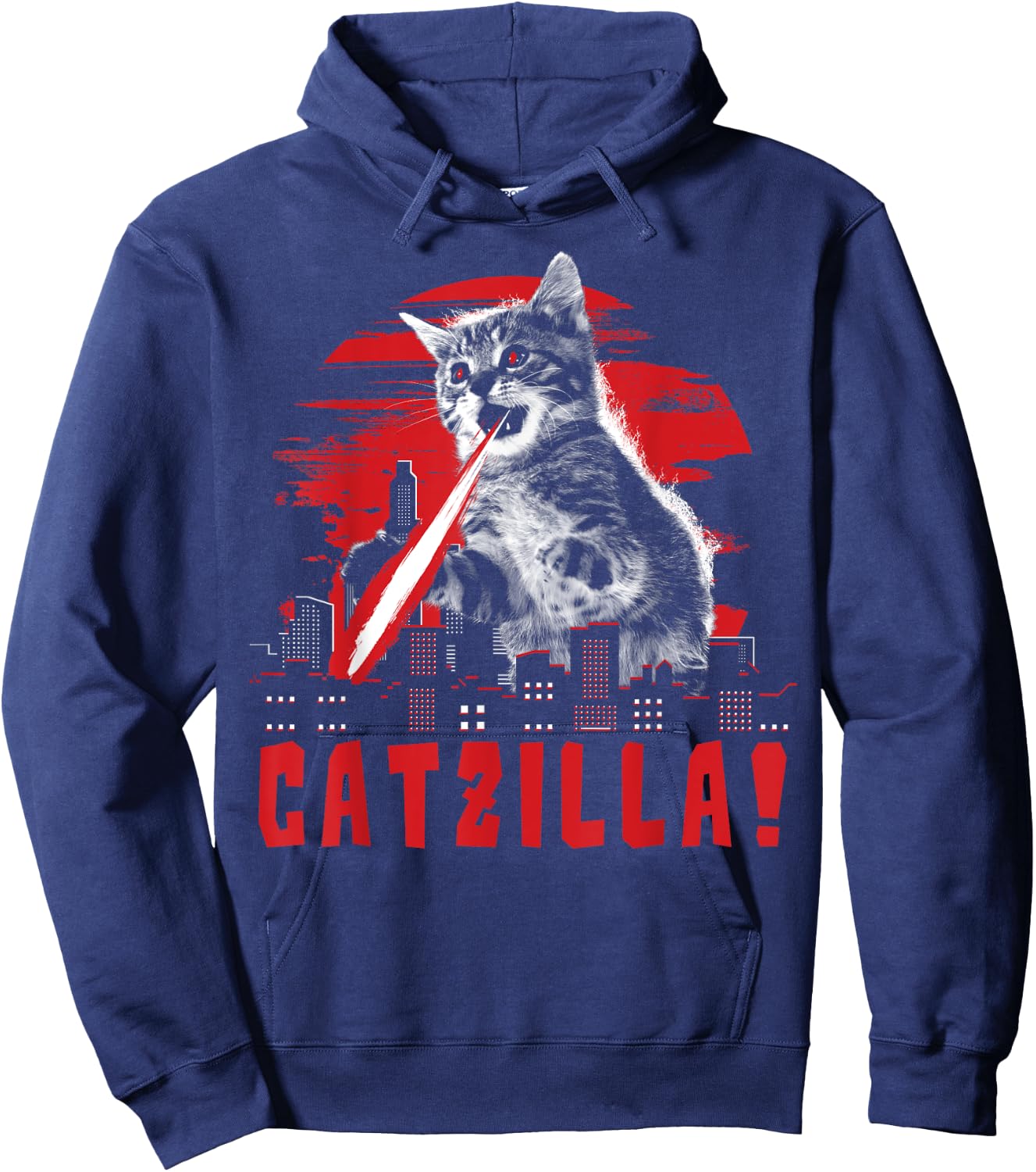 Beware Catzilla Laser Cat Women Hoodie - Hoodie | Navy