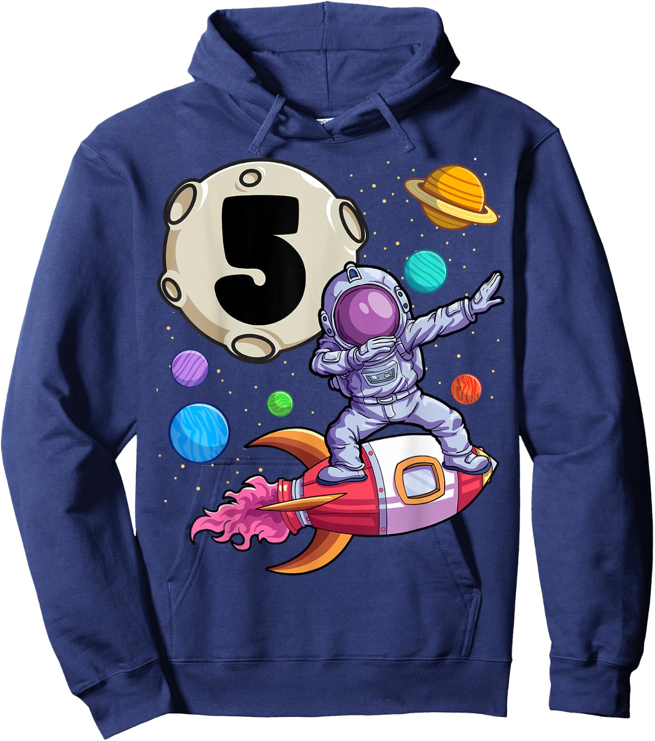 Dabbing Astronaut 5 Yrs Old Birthday Boy Space 5th Birthday Hoodie - Hoodie | Navy