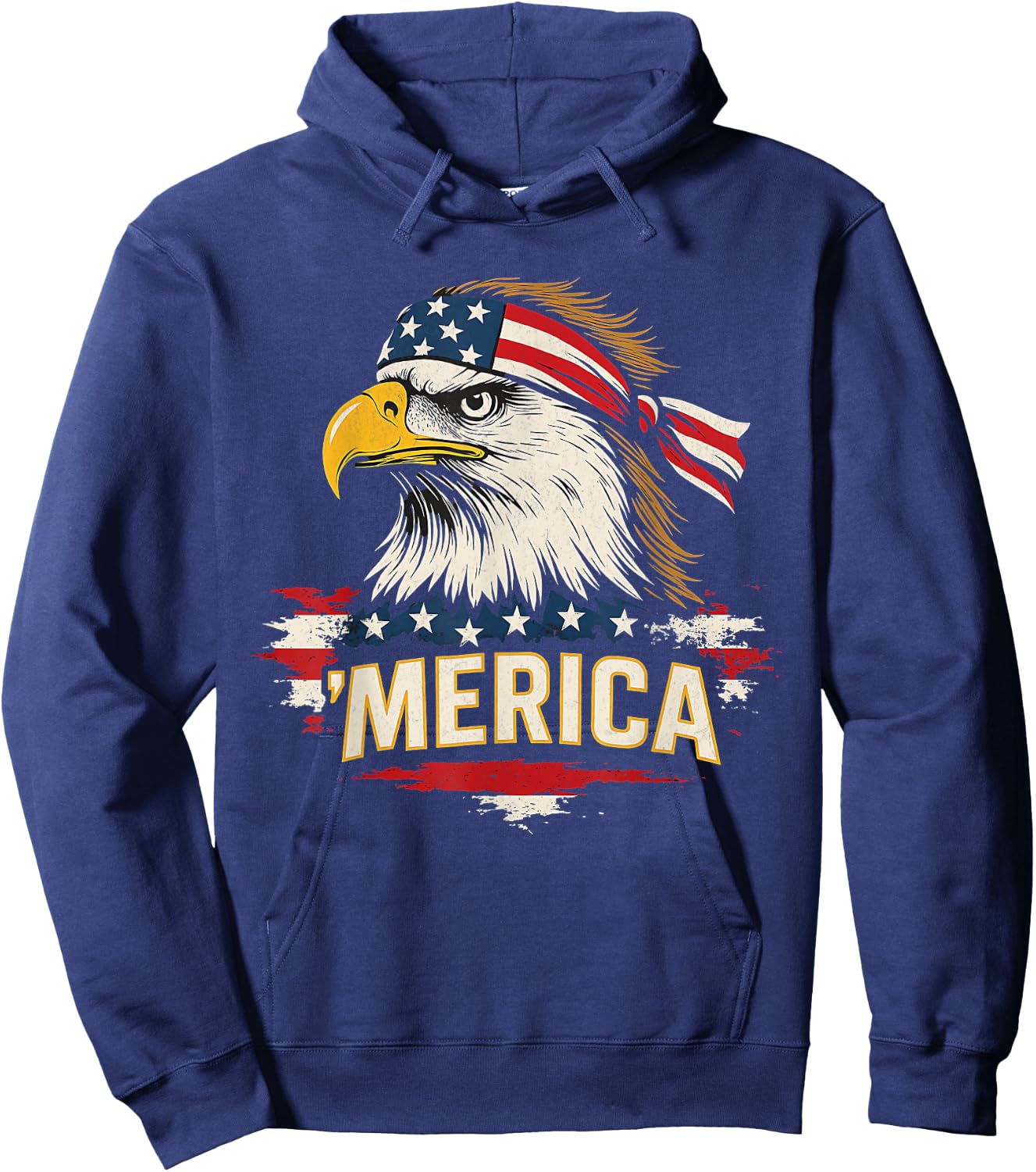 Mullet Bald Eagle Merica American Flag 4th Of July Patriotic Hoodie - Hoodie | Navy