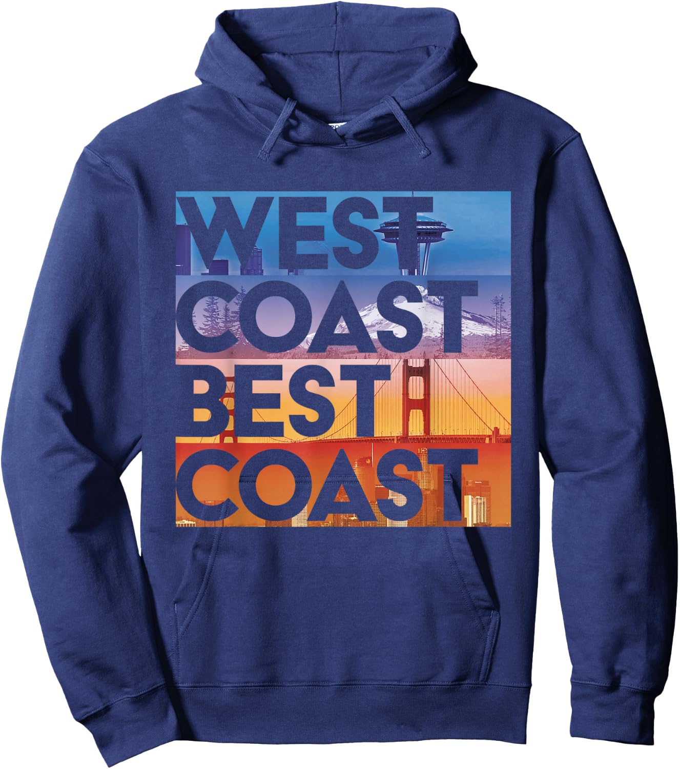 West Coast Best Coast | SEA/PO/SF/LA Graphic Hoodie - Hoodie | Navy