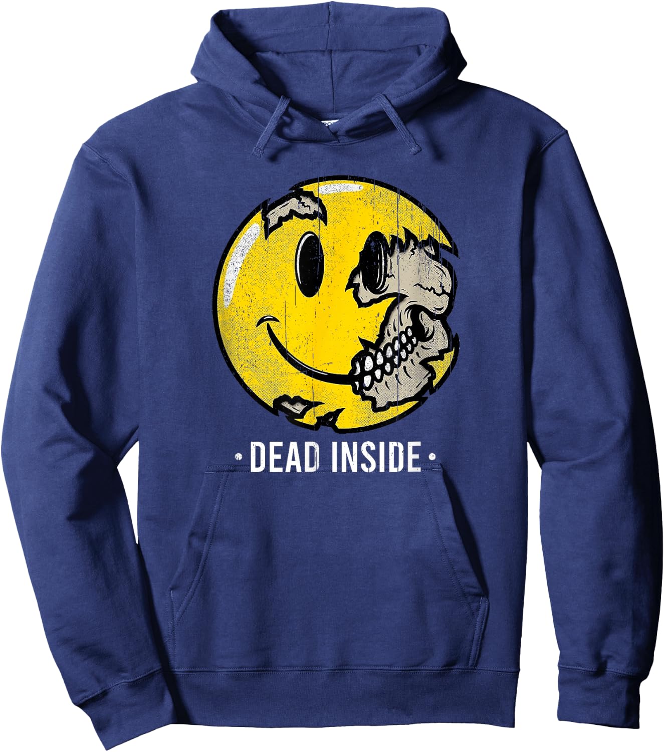 I'm Dead Inside Sad Smile Face Skeleton Vintage Halloween Hoodie - Hoodie | Navy