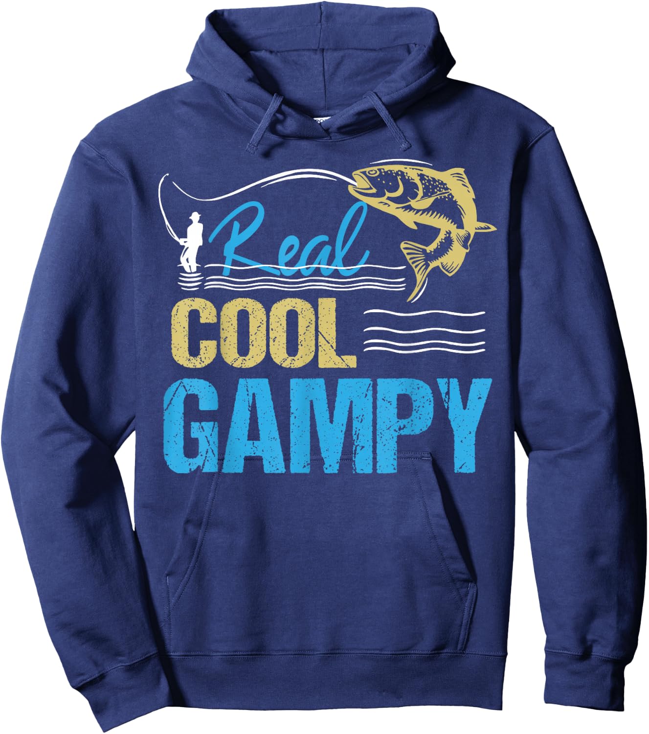 Vintage Reel Cool Gampy Fishing Daddy Grandpa Fathers Day Hoodie - Hoodie | Navy