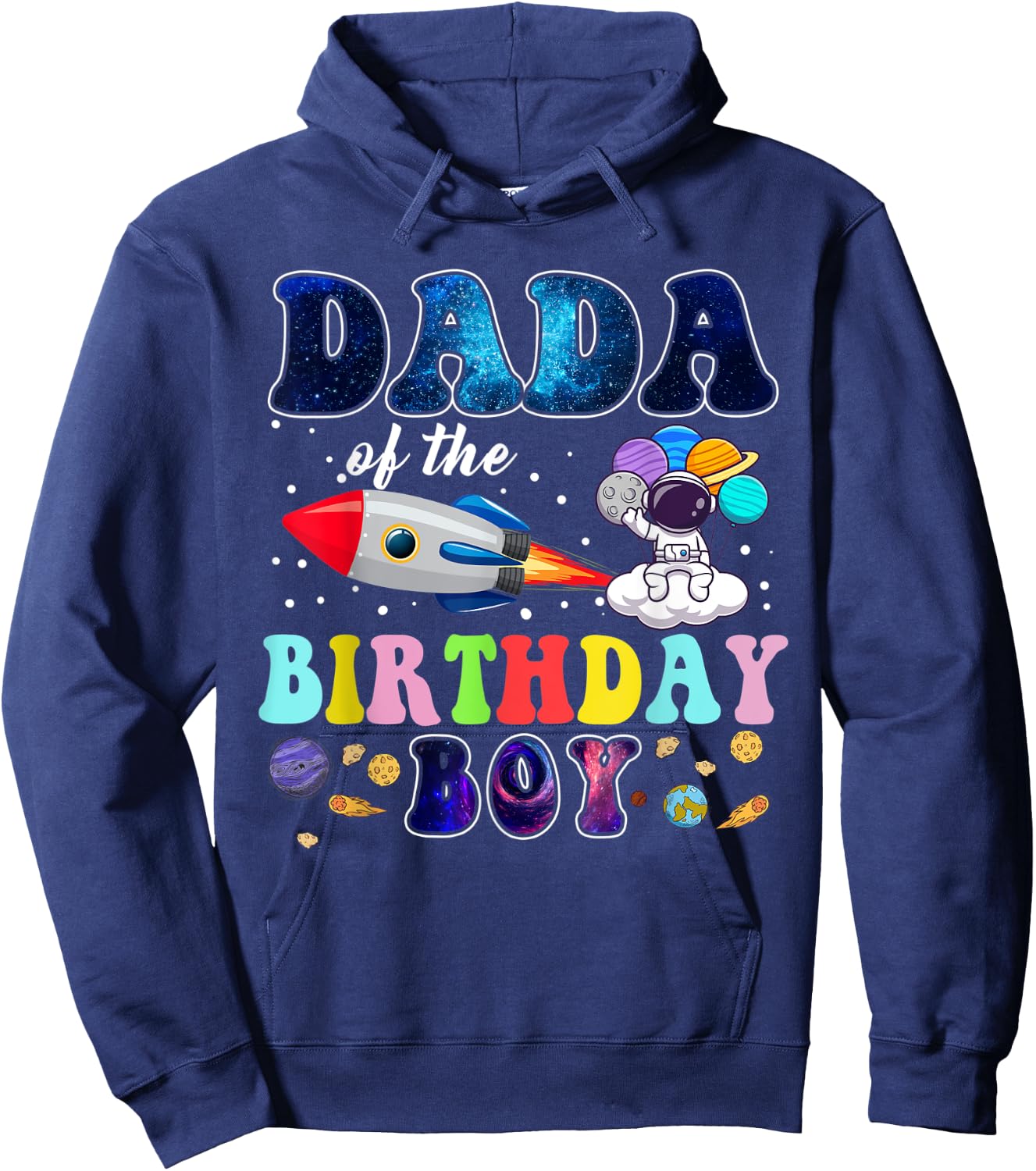 Dada Of The Birthday Astronaut Boy Space Theme Hoodie - Hoodie | Navy