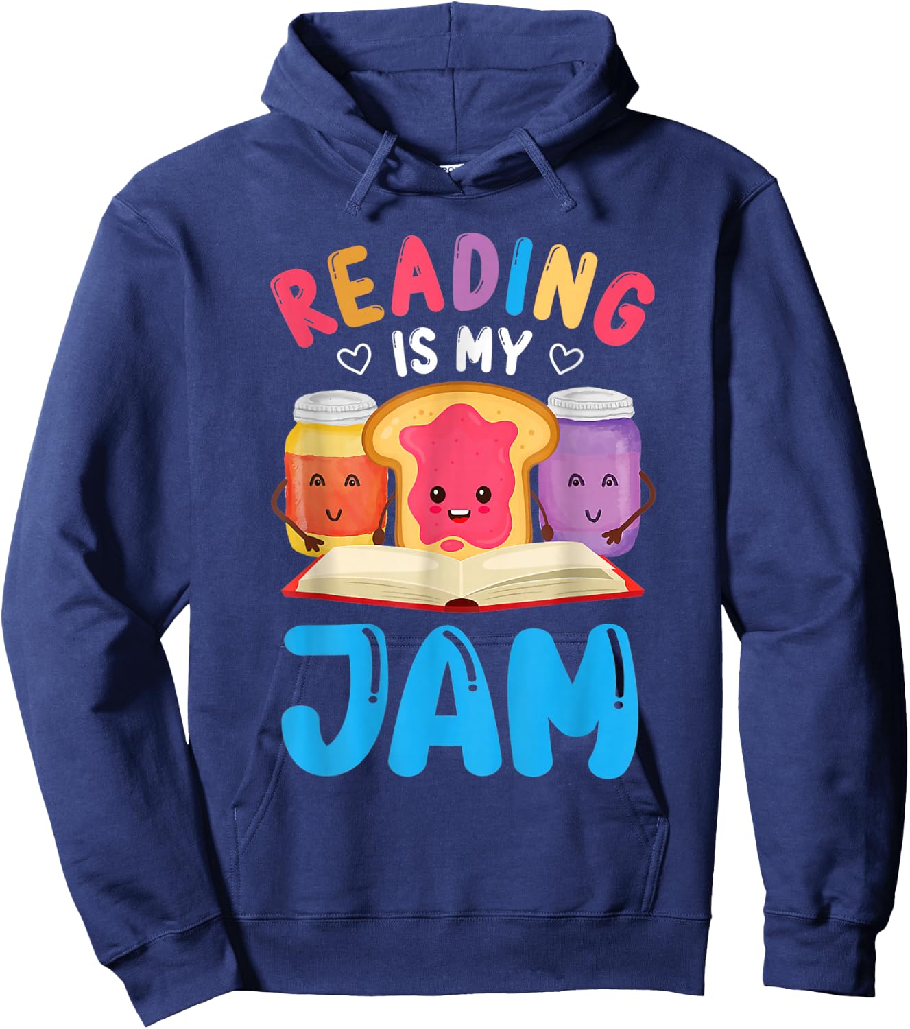 Reading is My Jam Funny I Love to Read Books Boy Girl Hoodie - Hoodie | Navy