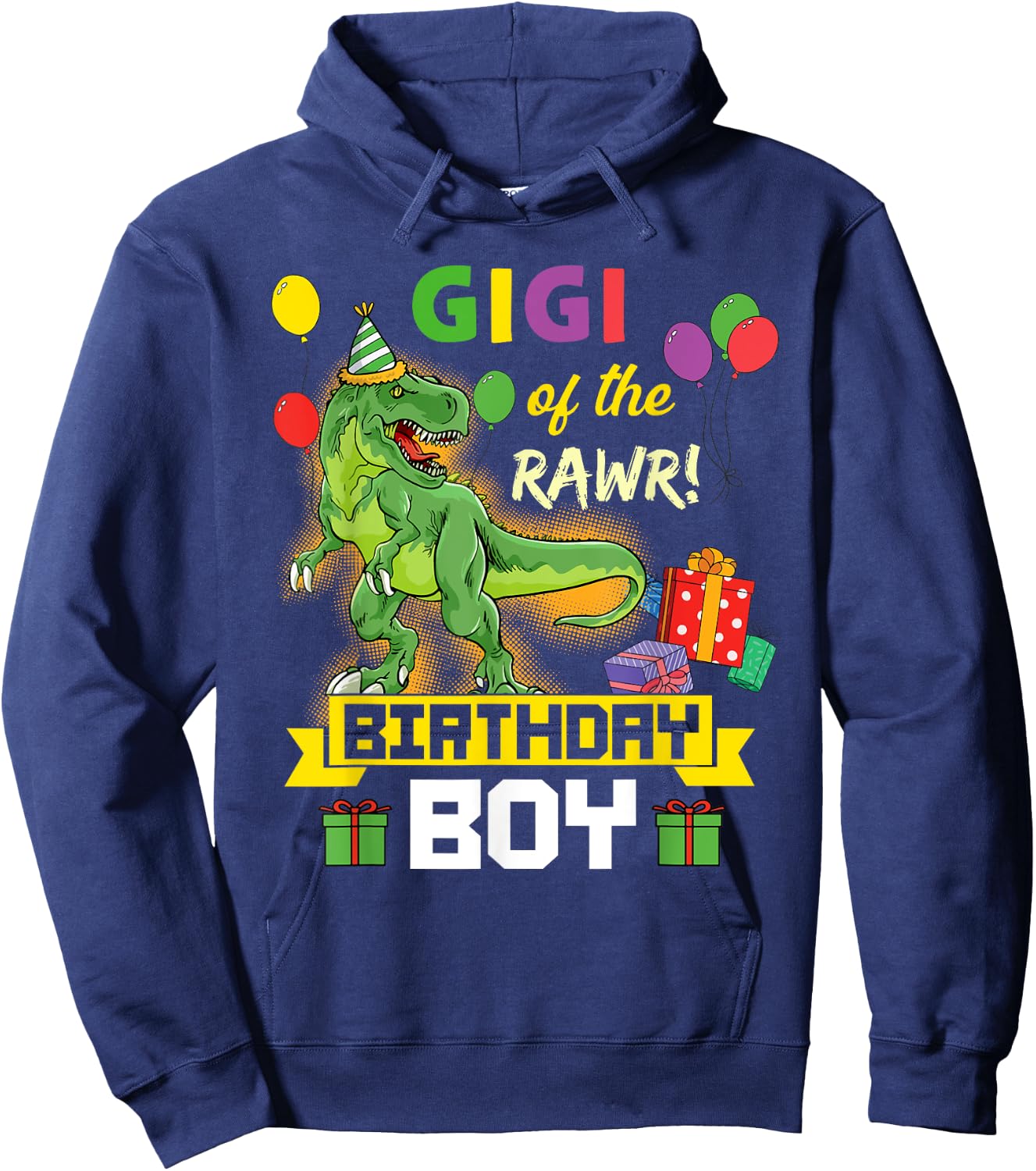 Gigi of the Birthday Boy Dinosaur Celebration Graphic Hoodie - Hoodie | Navy