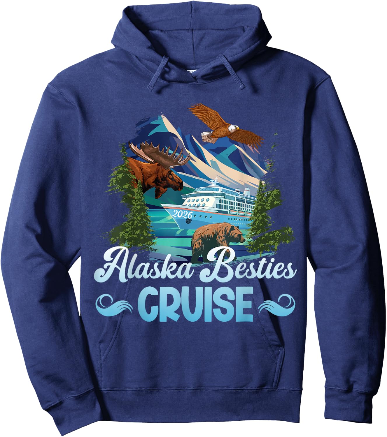 Alaska Besties Cruise 2026 Best Friend Cruising Alaska Hoodie - Hoodie | Navy