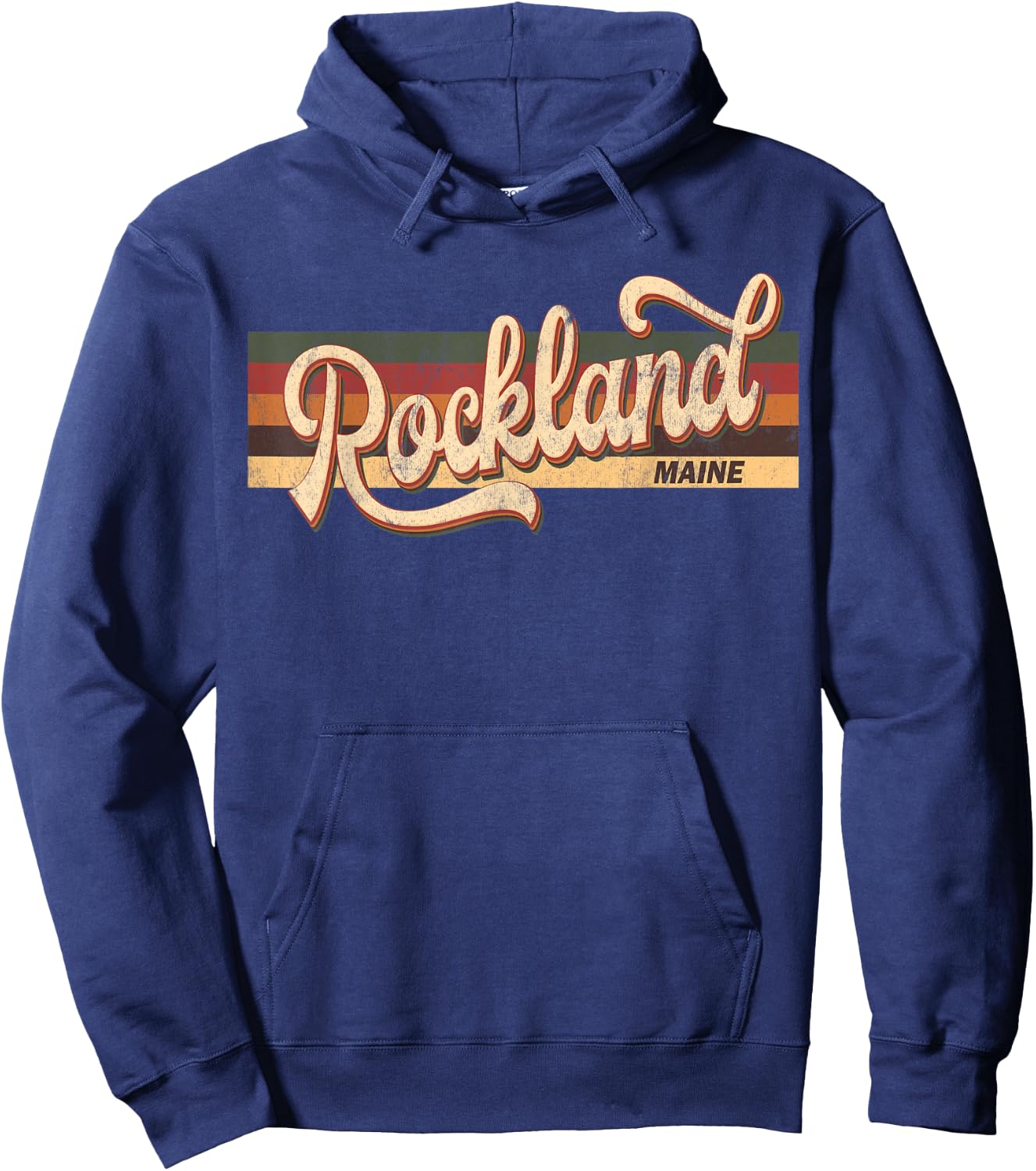 Rockland Maine State USA Retro Vintage 70s 80s Hoodie - Hoodie | Navy