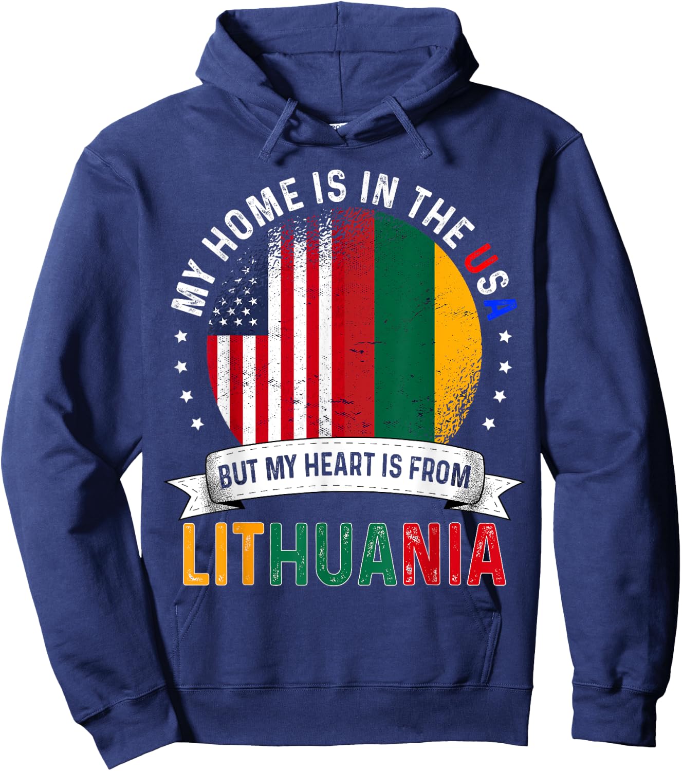 Lithuanian American Patriot Heart is from Lithuania Flag Hoodie - Hoodie | Navy