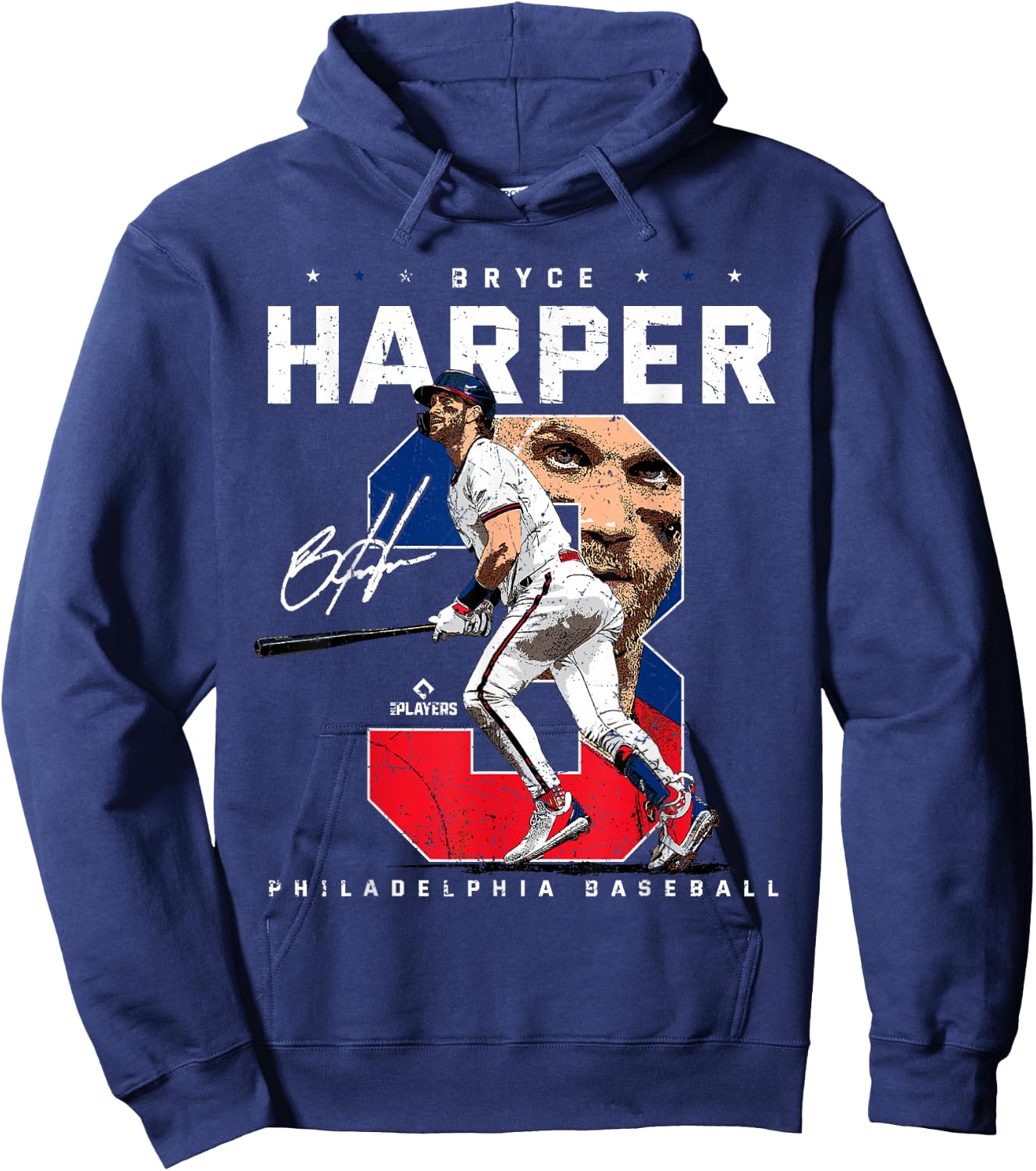 Bryce Harper Number Portrait Bam Bam Pennsylvania MLBPA Hoodie - Hoodie | Navy