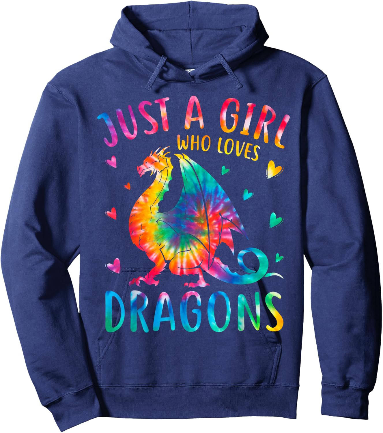 Cute Just A Girl Who Loves Dragons Tie Dye Women and Girls Hoodie - Hoodie | Navy