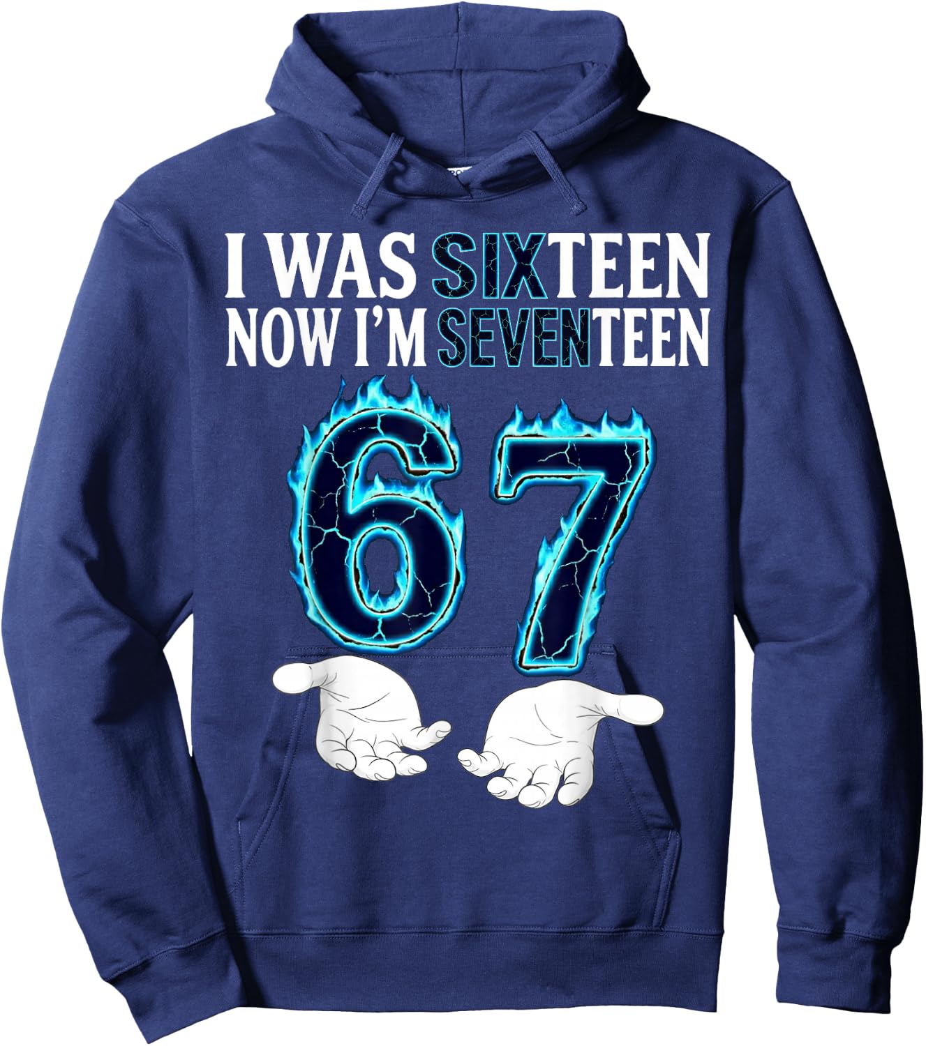 I was 16 Now I’m 17 Year Old Funny Meme Retro Seventeen Hoodie - Hoodie | Navy