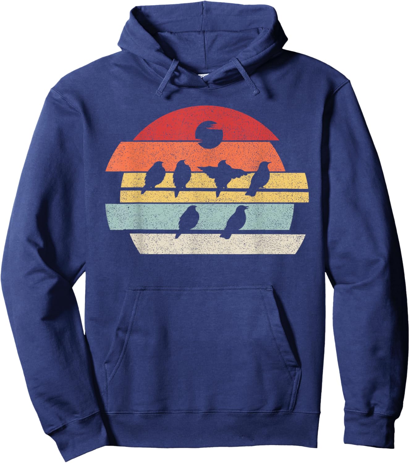 Vintage Retro Birds Shirt Birds On A Wire Nature Birds Lover Hoodie - Hoodie | Navy