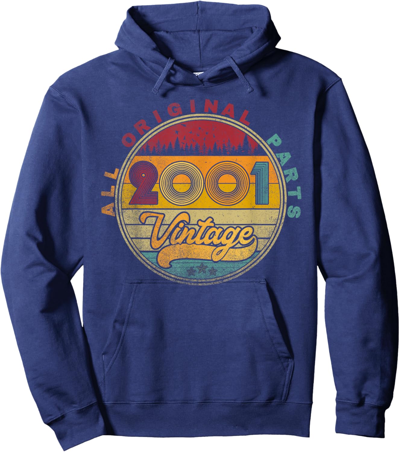 Vintage 2001 24th Birthday Gift 24 Years Old Men Women Retro Hoodie - Hoodie | Navy