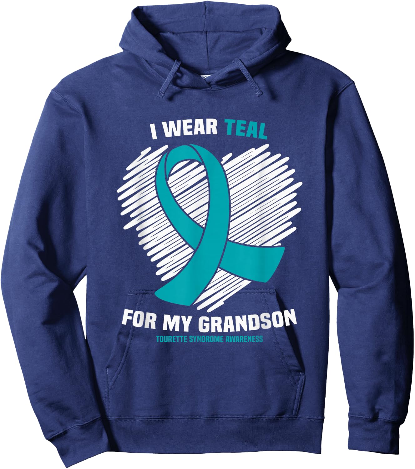I Wear Teal For My Grandson Tourette Syndrome Awareness Hoodie - Hoodie | Navy