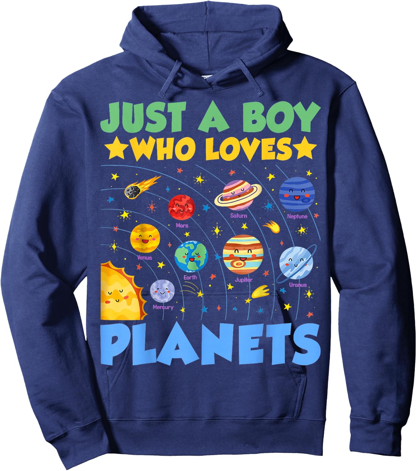 Just A Boy Who Loves Planets Solar System Astronaut Space Hoodie - Hoodie | Navy