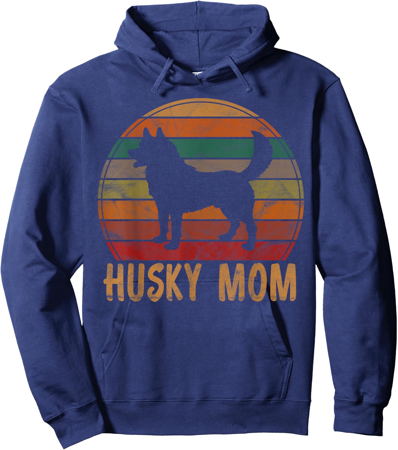 Vintage Husky Mom Owner Gifts Huskies Pet Clothes Retro Siberian Huskies Mama Women's Black Small Classic Fit Short Sleeve All Seasons Hoodie - Hoodie | Navy